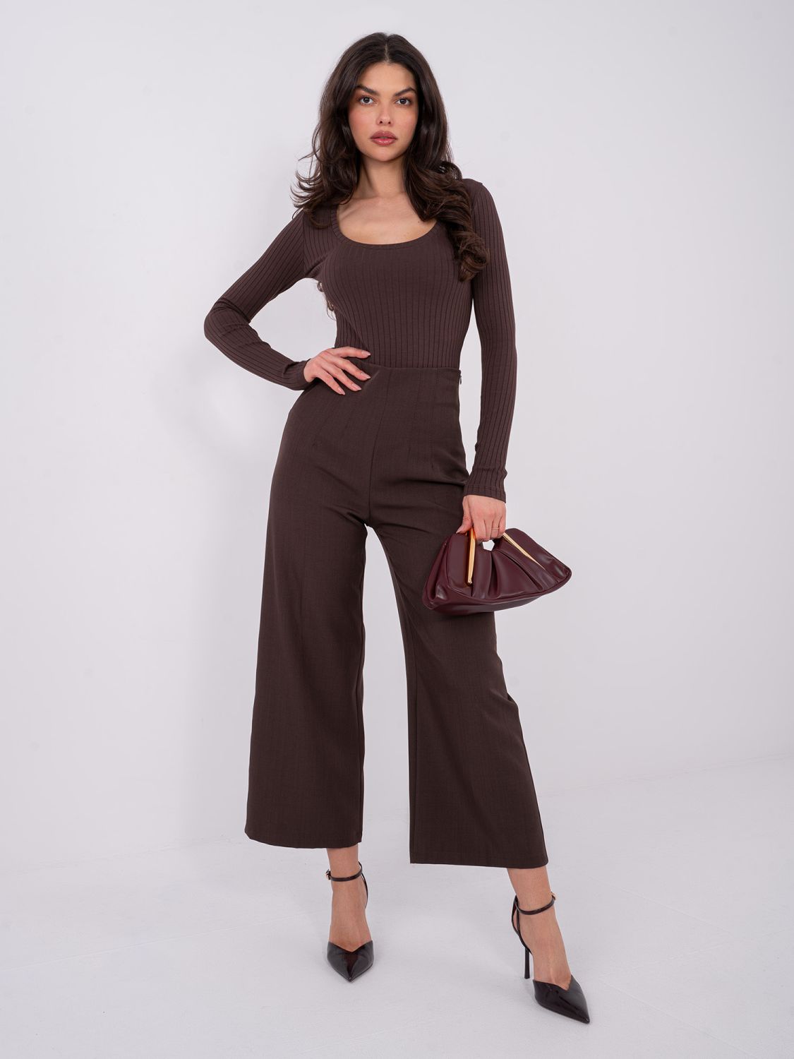 Body maro cu nervuri și mâneci lungi