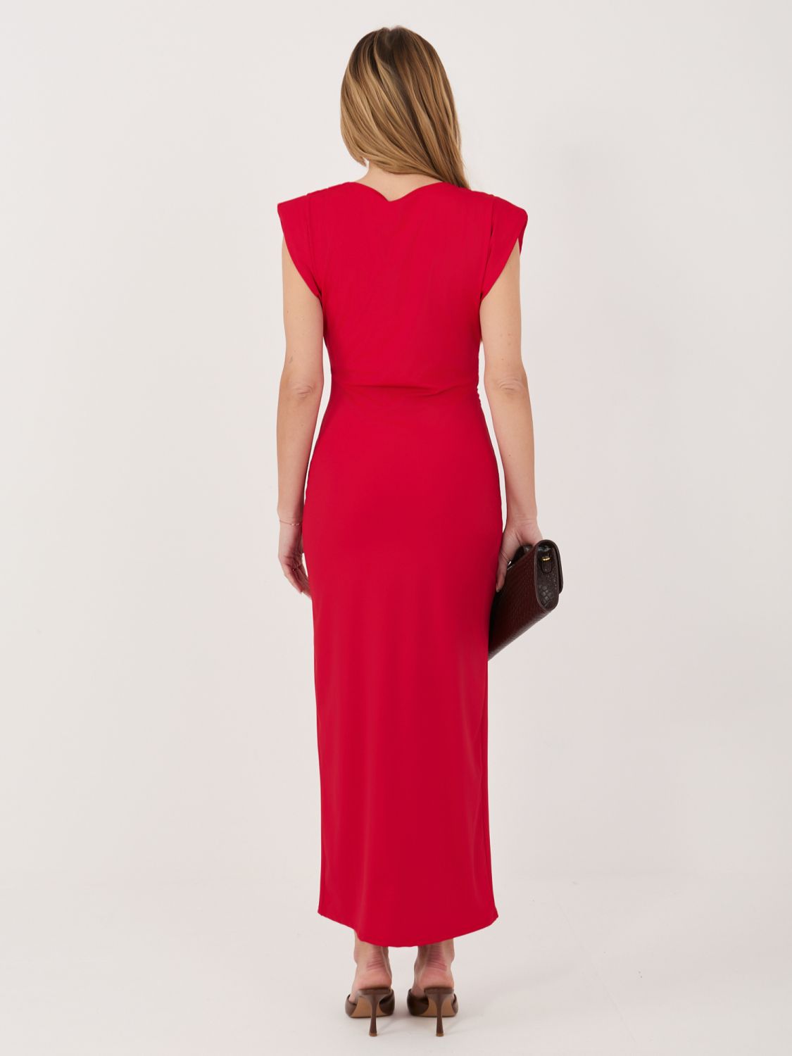 Rochie midi roșie cu drapaje