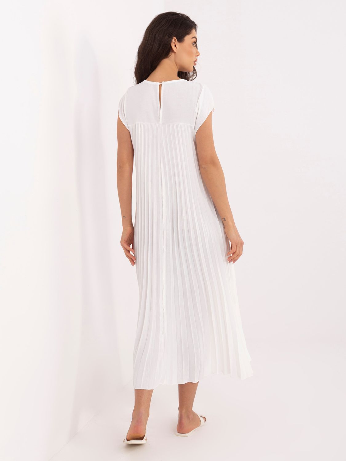 Rochie midi elegantă ecru cu buzunare