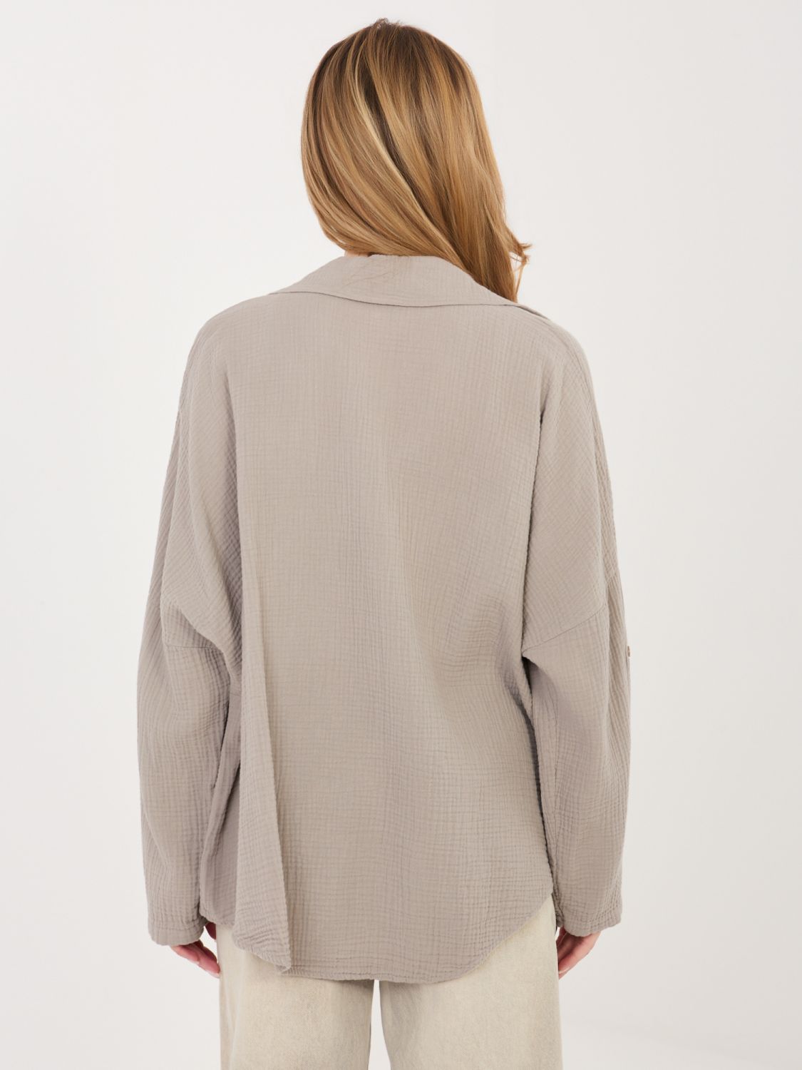 Cămașă bej din bumbac cu guler clasic