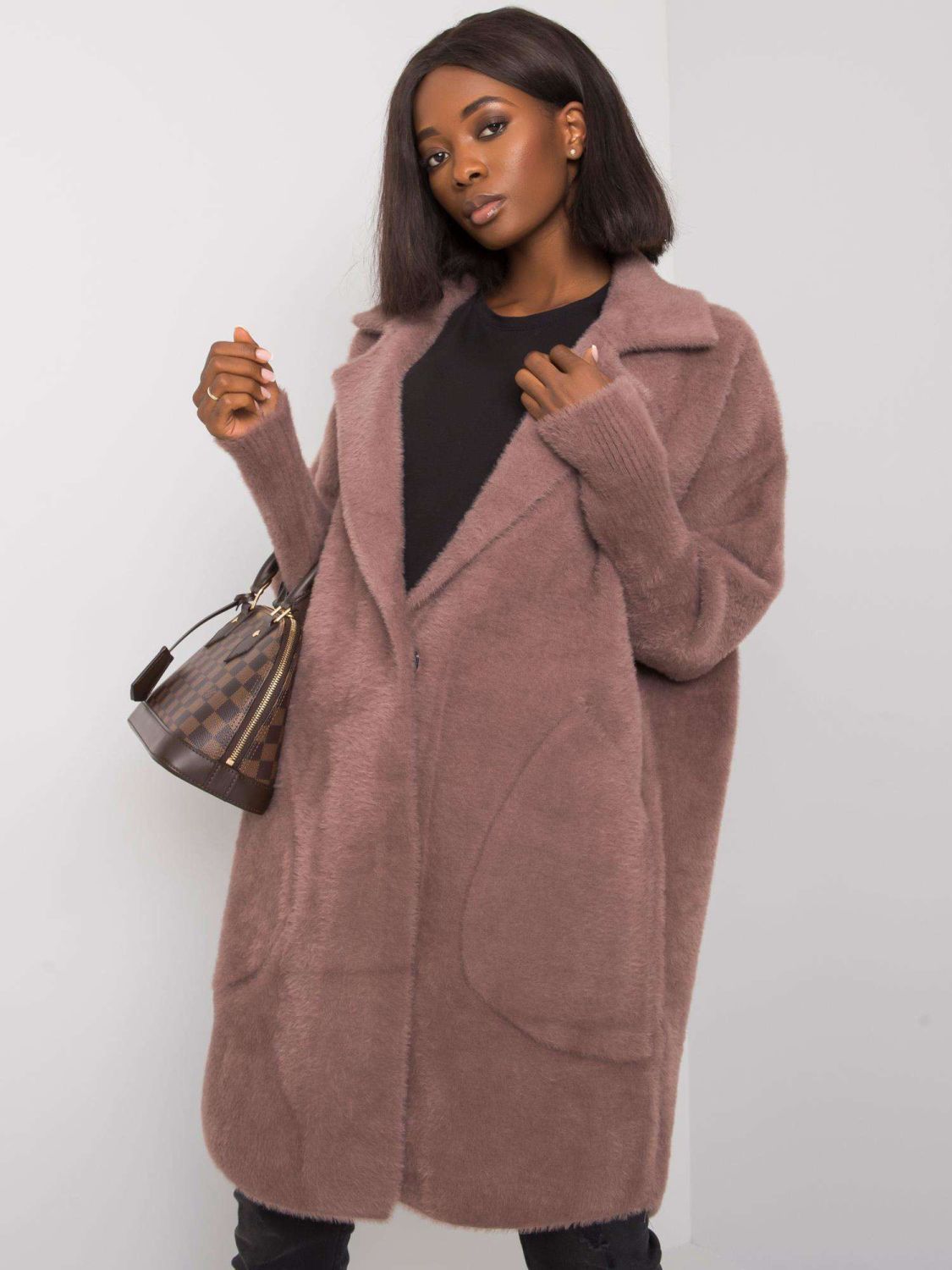 Palton lila din alpaca fluffy