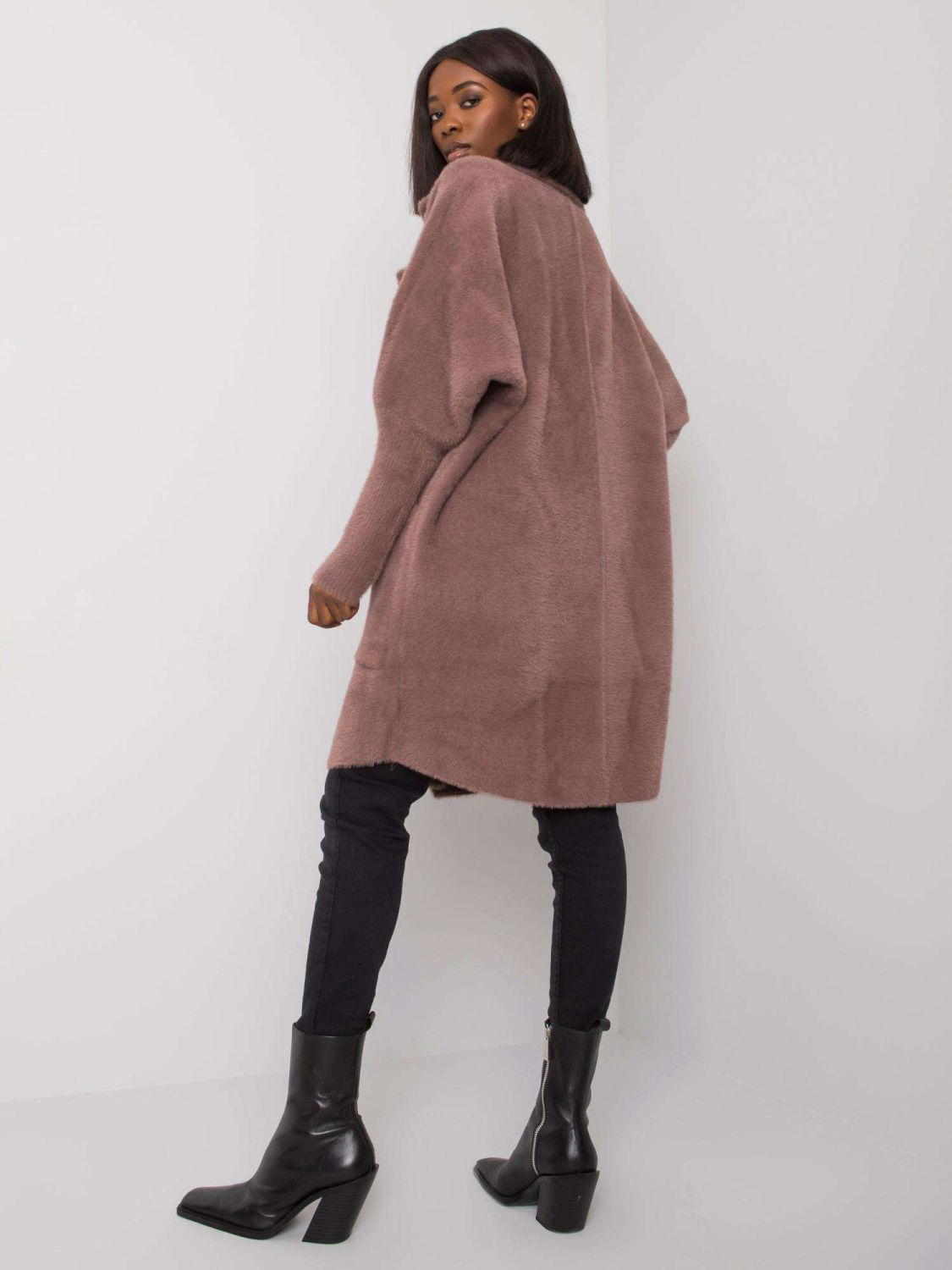 Palton lila din alpaca fluffy
