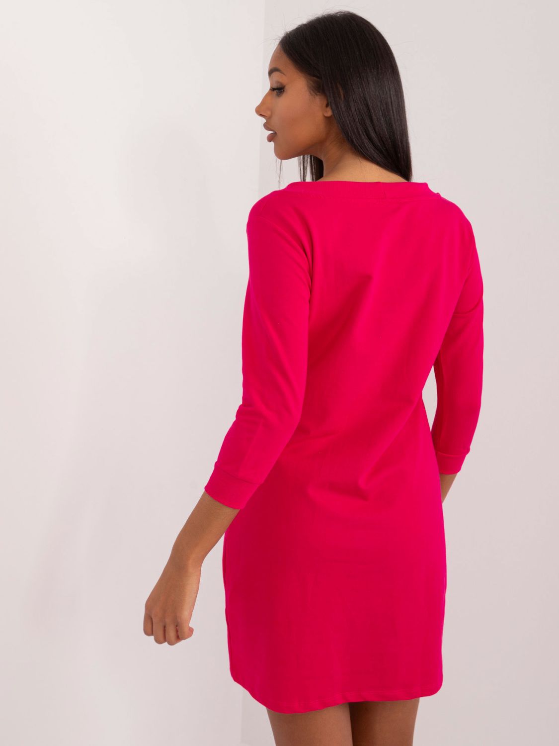 Rochie mini fucsia cu mâneci 3/4