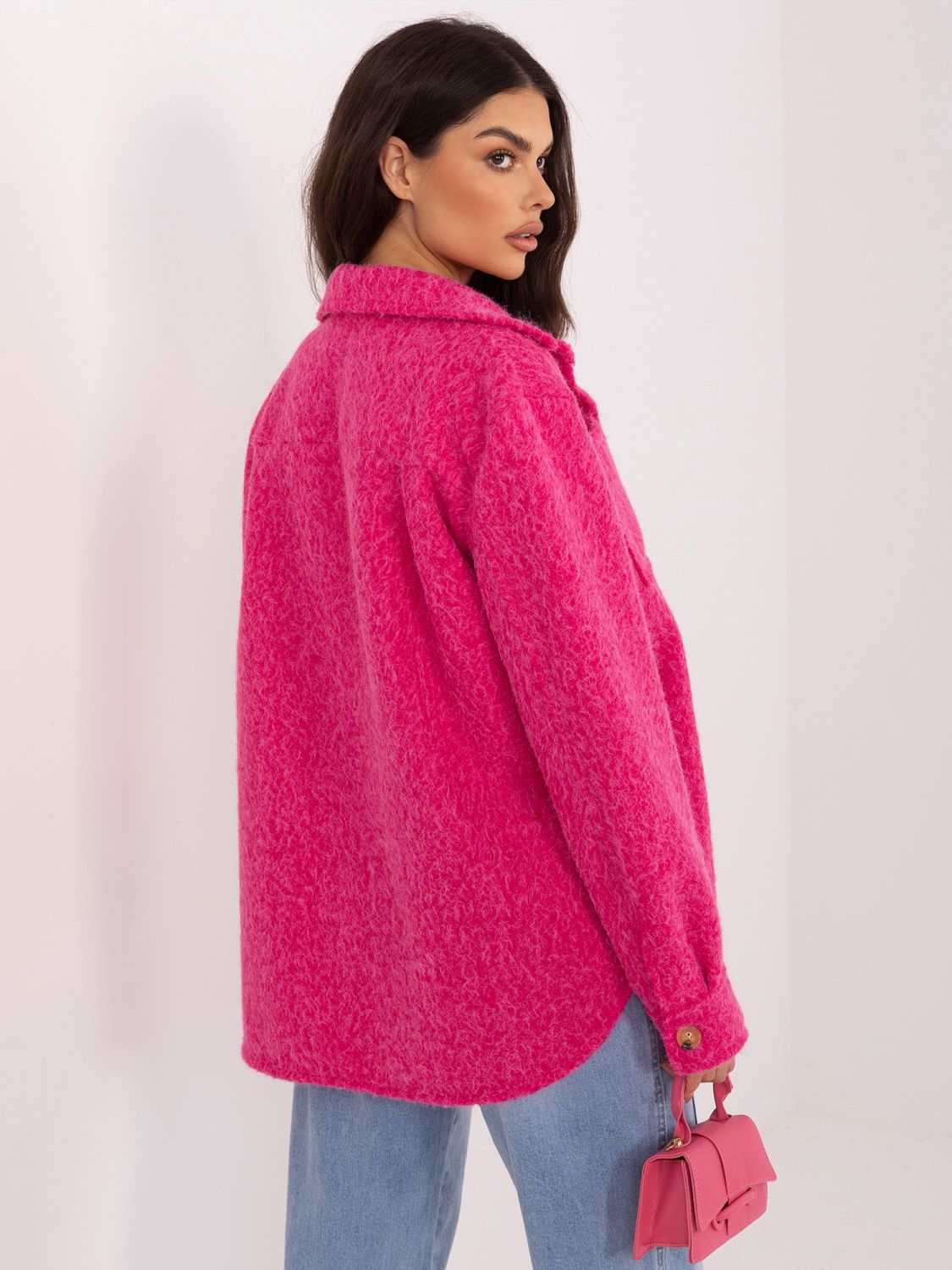 Jachetă de tranziție fucsia cu guler