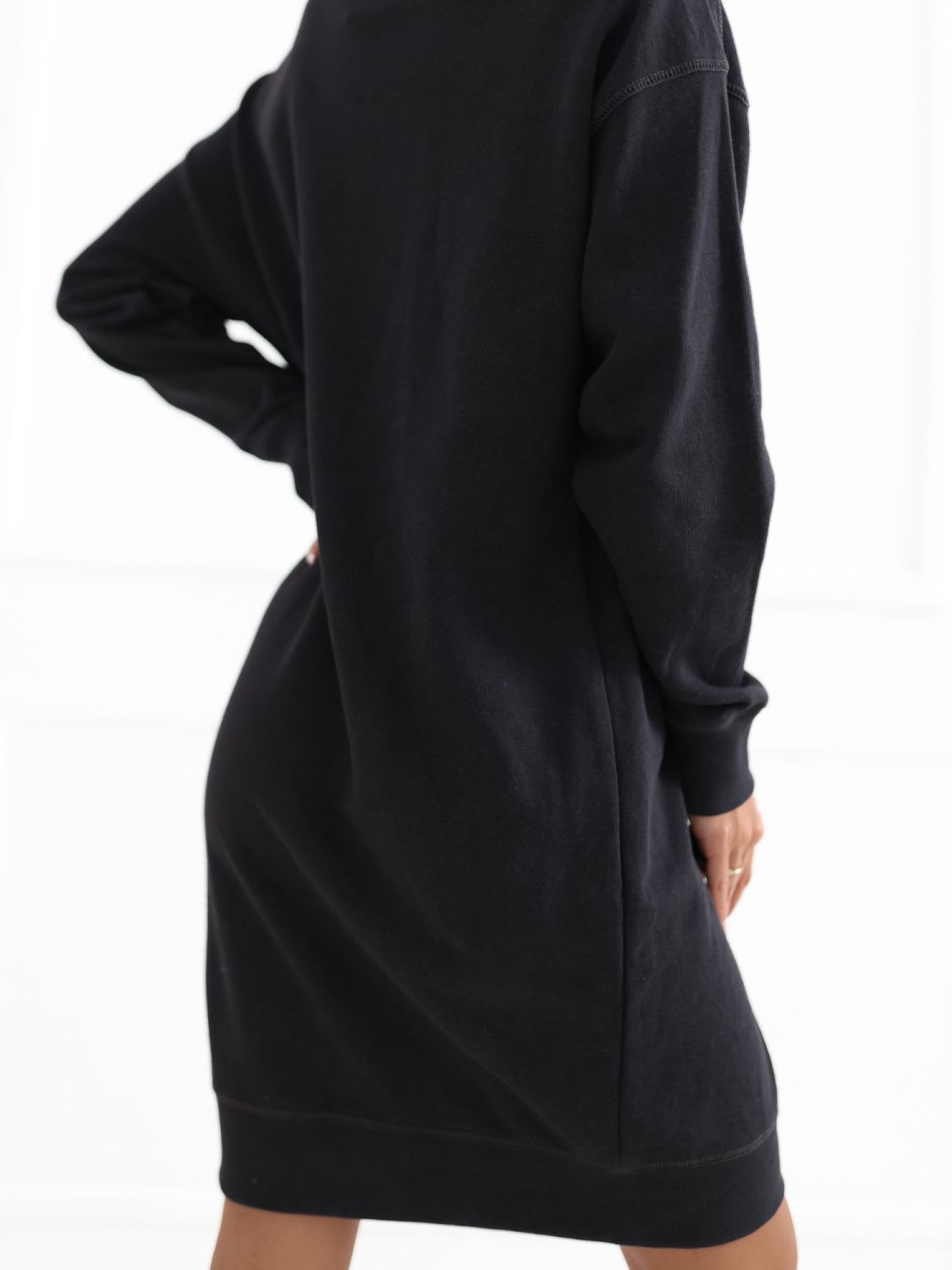 Rochie oversize grafit cu mâneci lungi