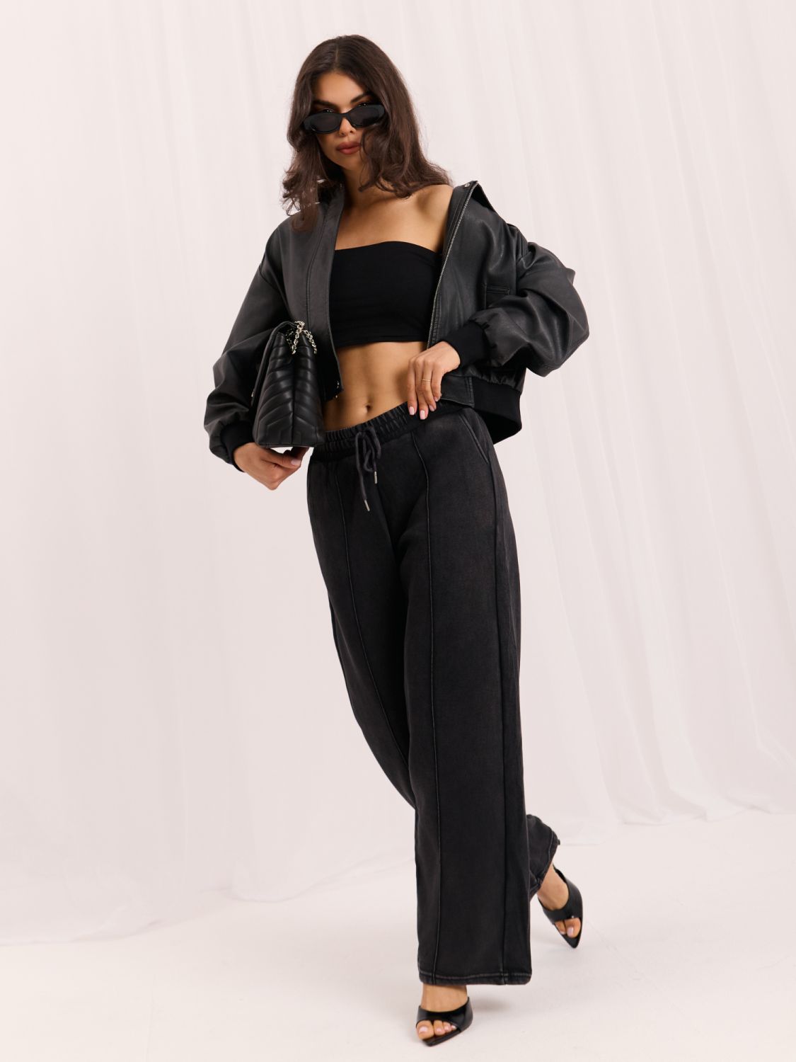 Pantaloni de trening gri wide leg