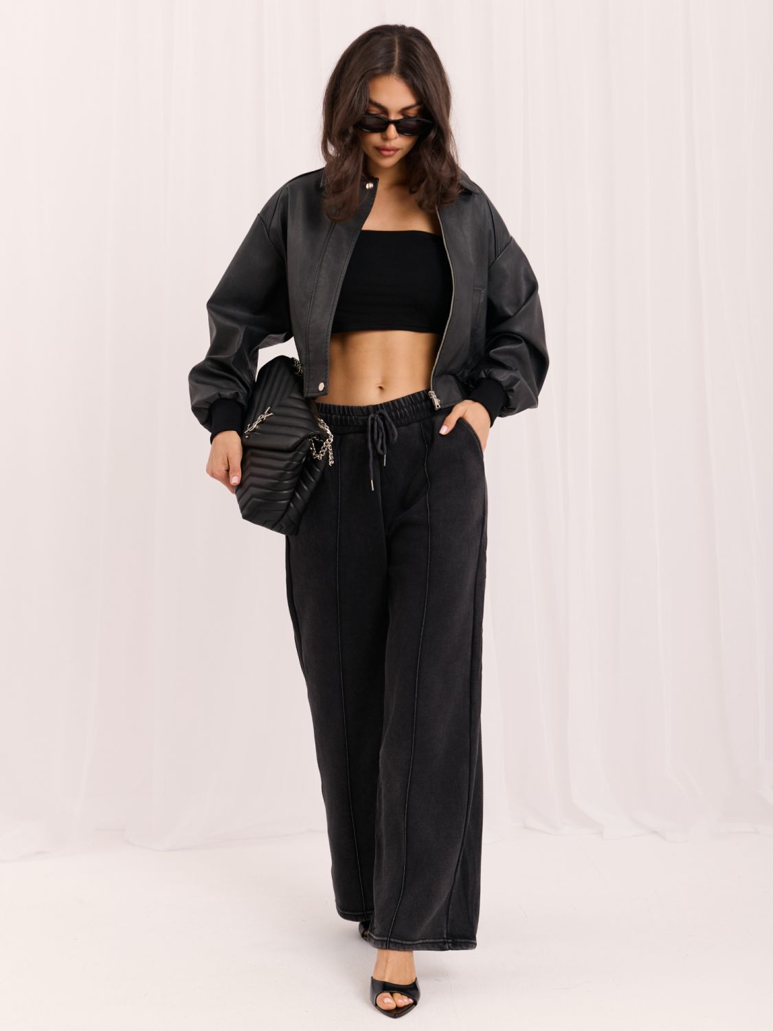 Pantaloni de trening gri wide leg