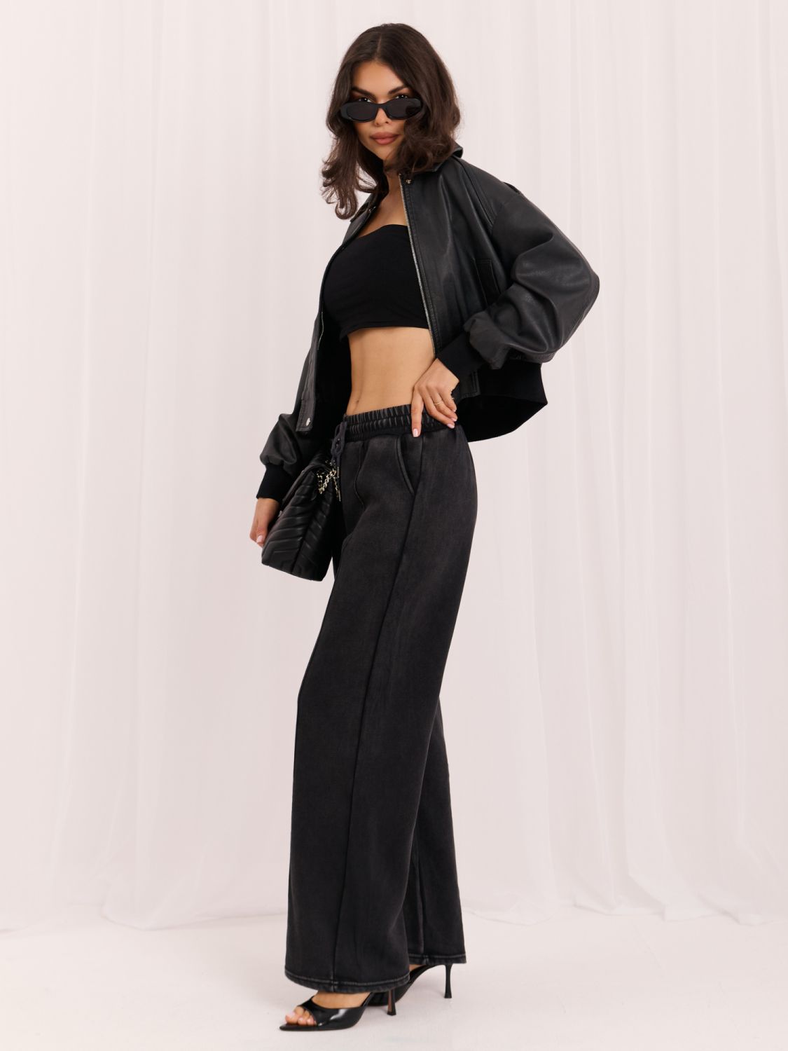 Pantaloni de trening gri wide leg