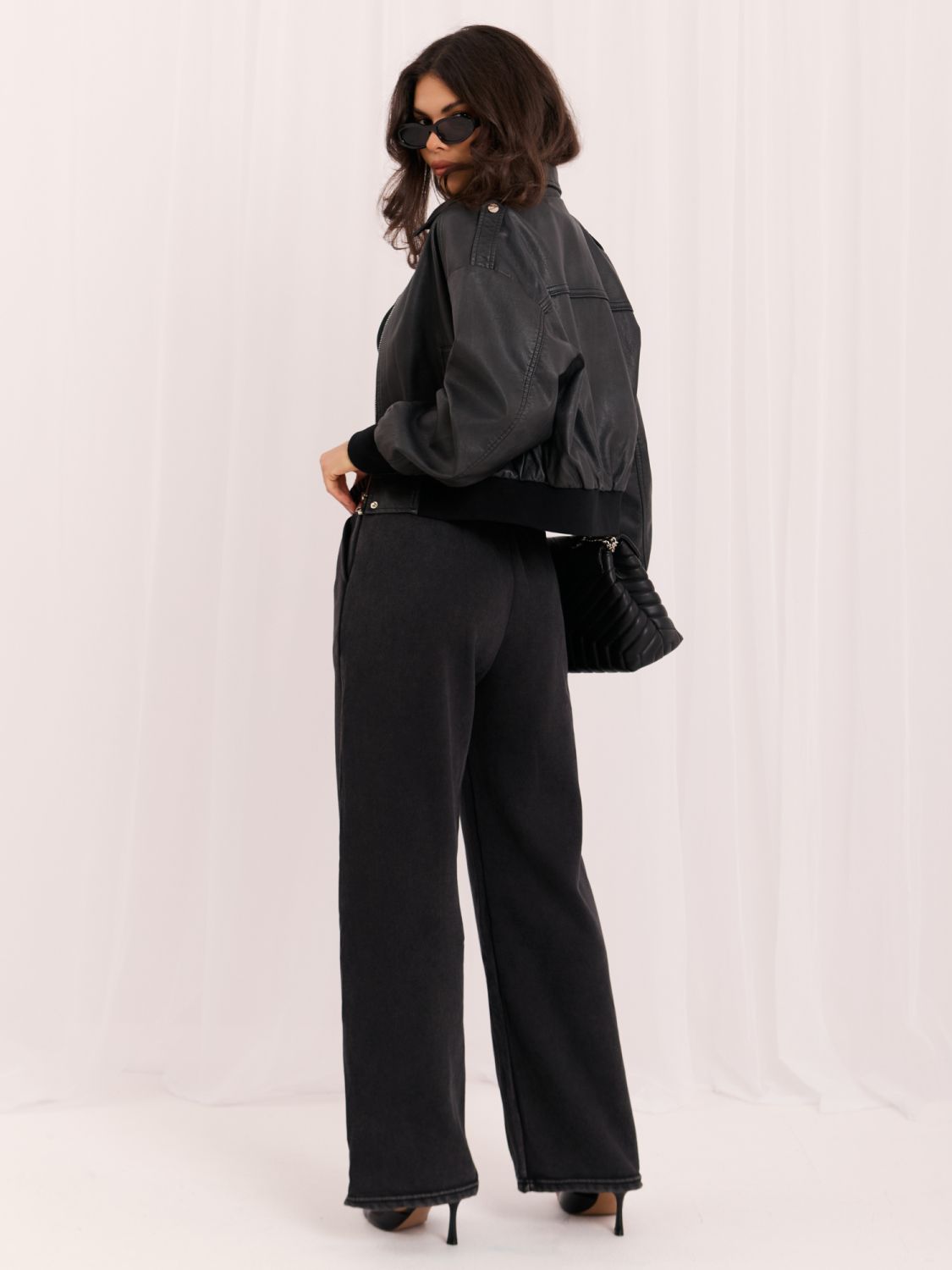 Pantaloni de trening gri wide leg