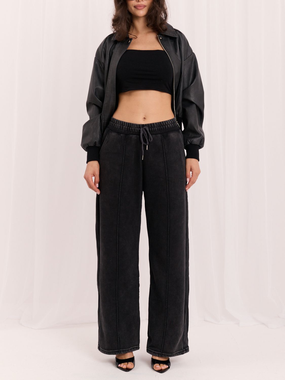 Pantaloni de trening gri wide leg
