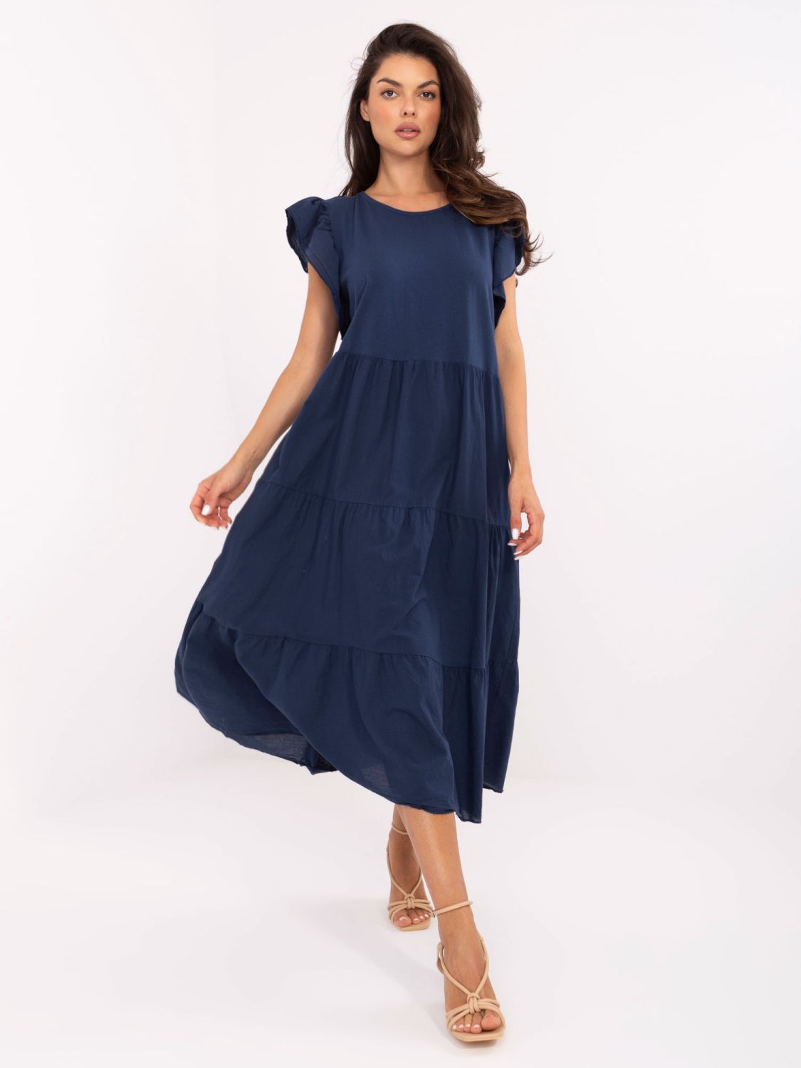Rochie oversize albastră cu volane