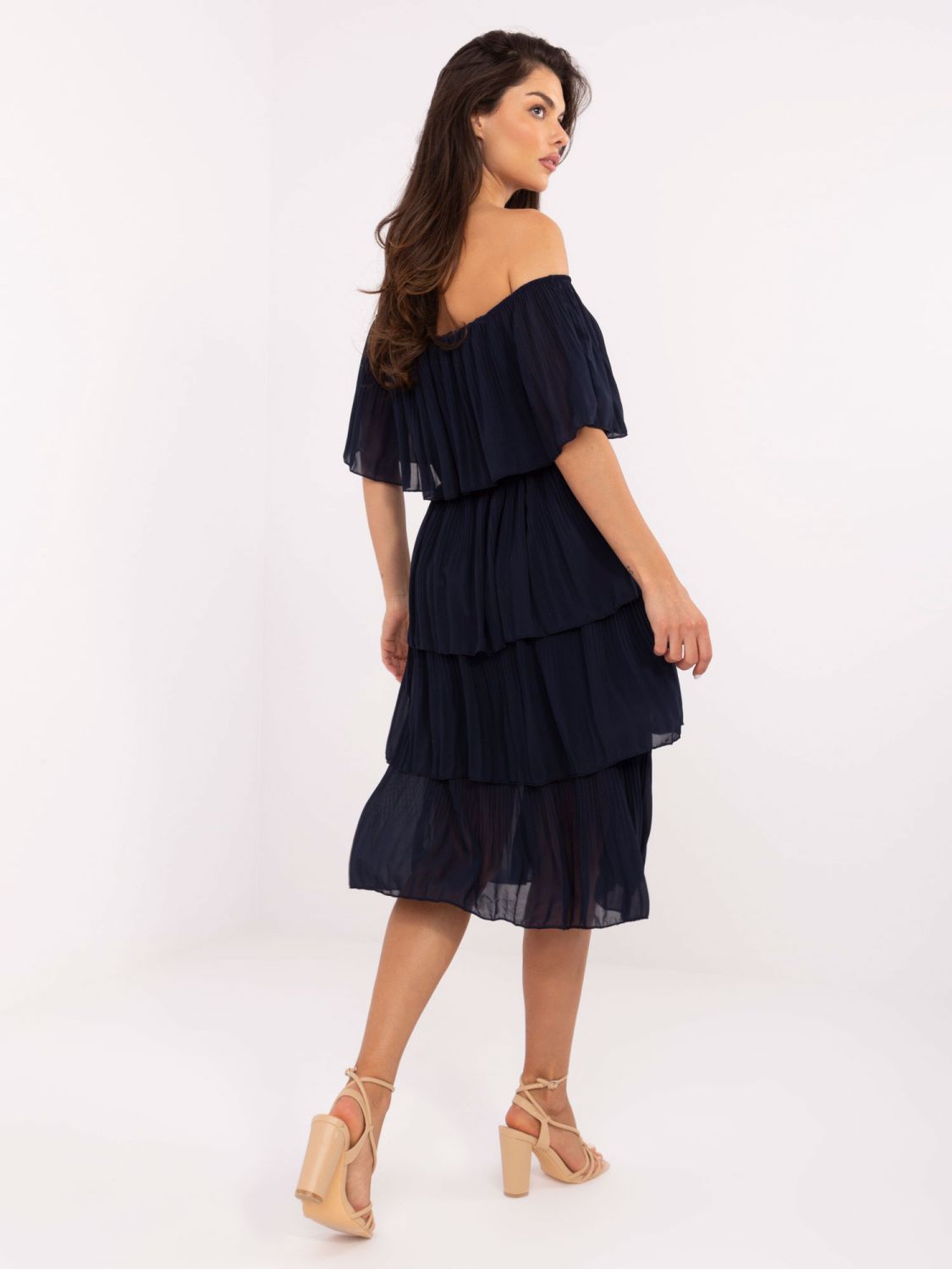 Rochie elegantă evazată în culoare albastră