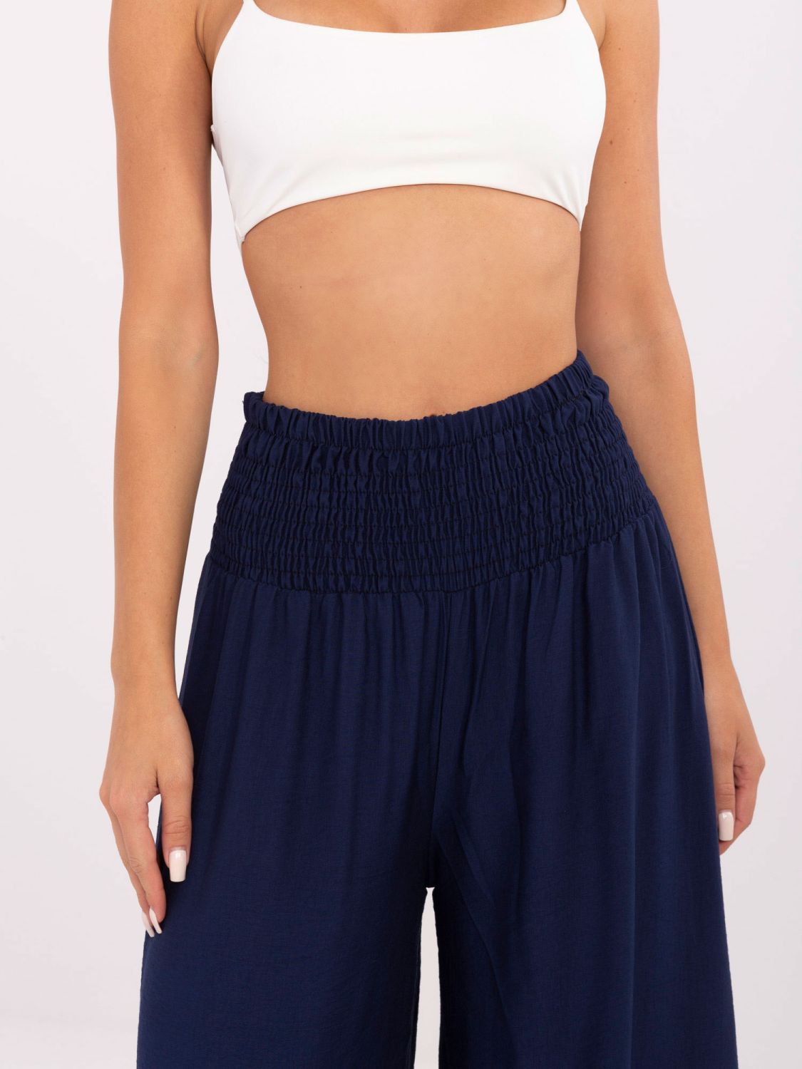 Pantaloni palazzo eleganți în culoare bleumarin