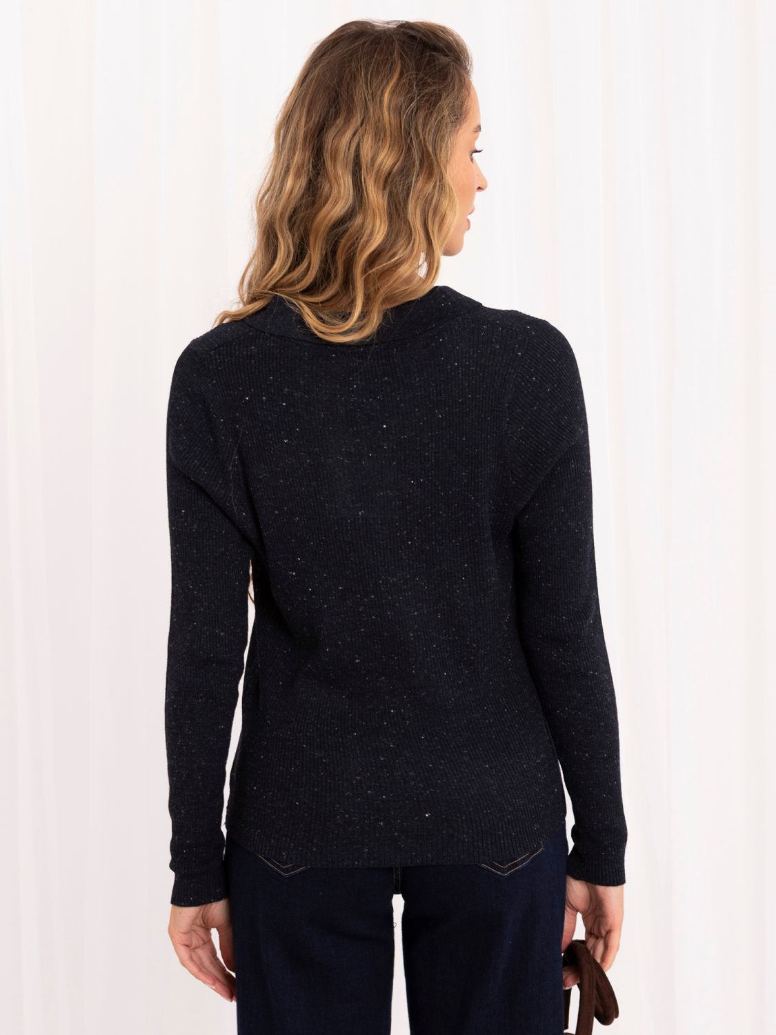 Pulover polo elegant bleumarin cu guler