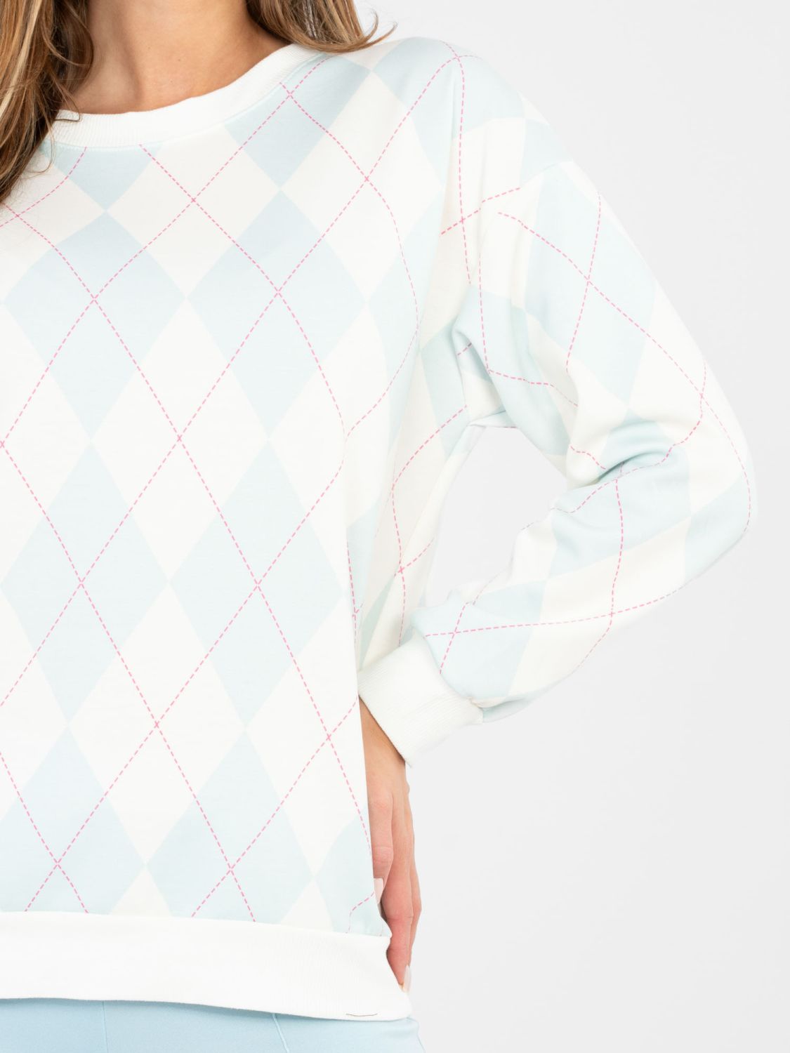 Bluză damă mentă cu model geometric