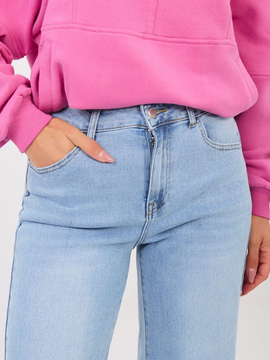 Blugi drepți damă, albastru deschis