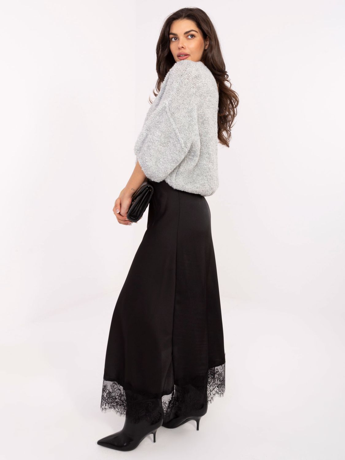 Cardigan tricotat elegant cu nasturi, gri deschis