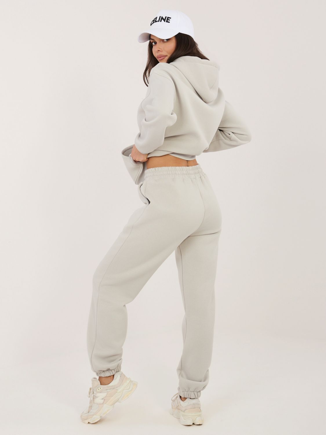 Set damă cu glugă, culoare gri deschis