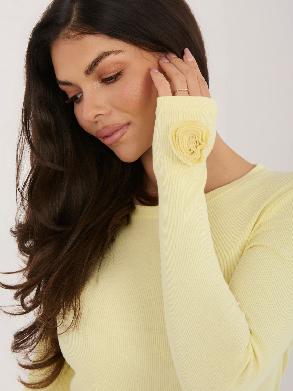 Bluză galbenă ribată cu mâneci lungi