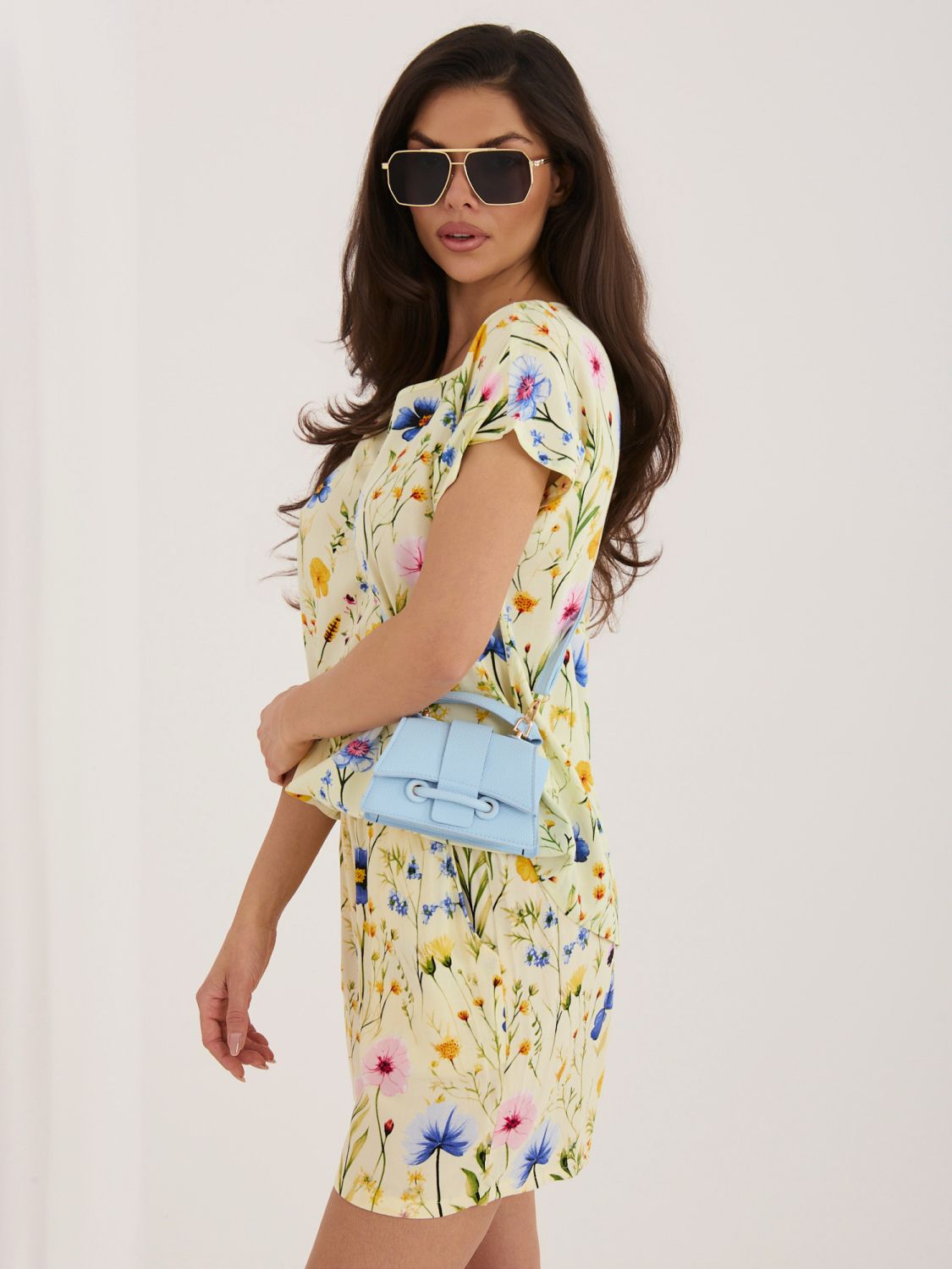 Bluză galbenă cu imprimeu floral