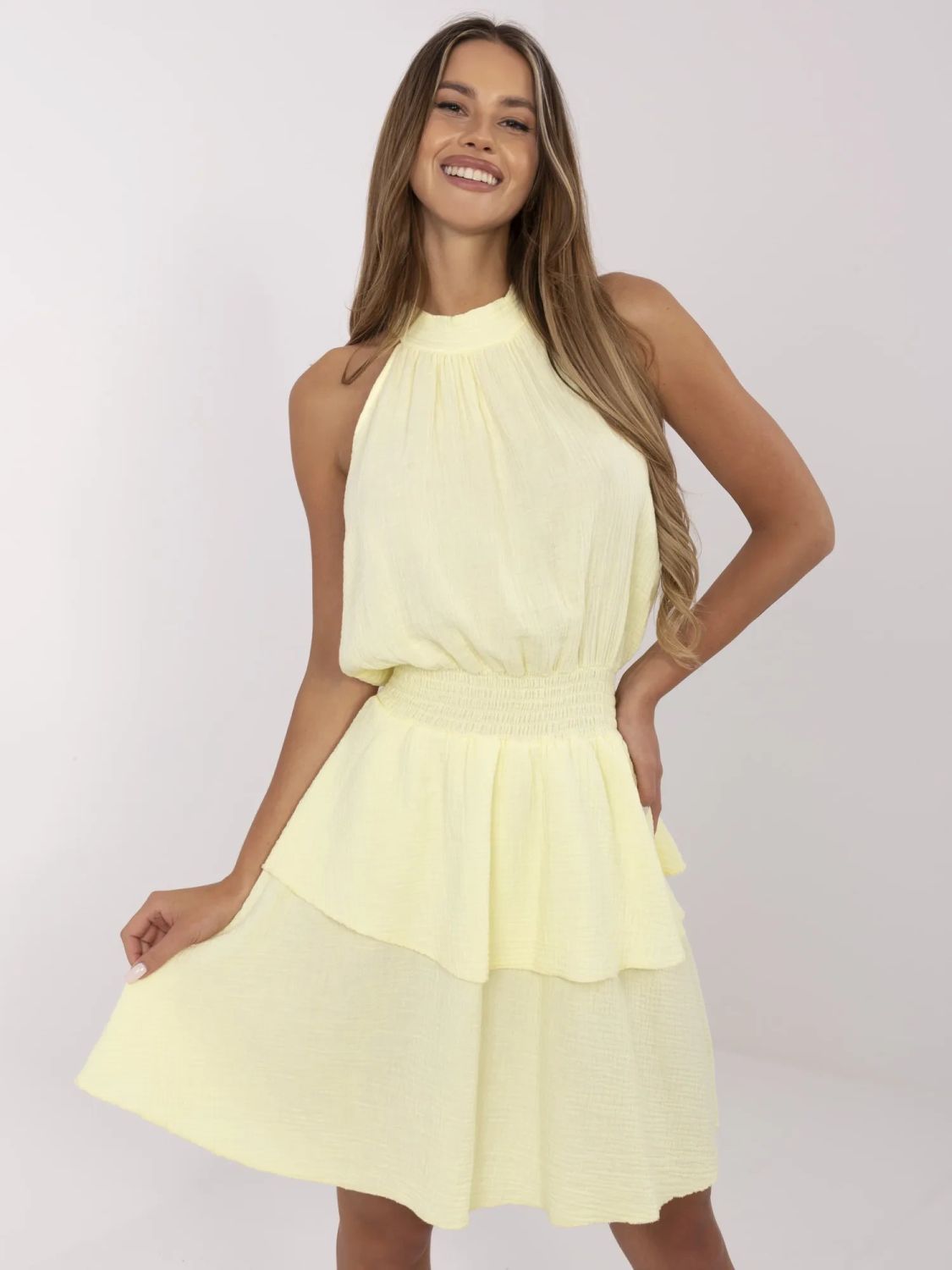 Rochie de vară evazată în galben deschis