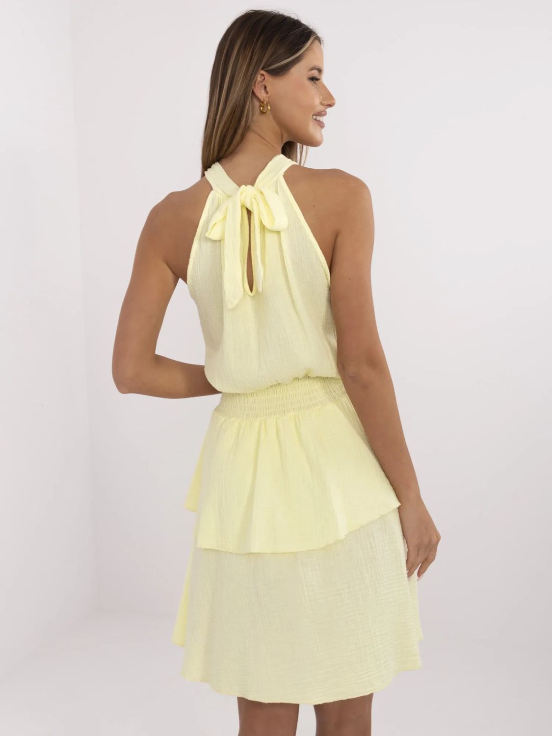 Rochie de vară evazată în galben deschis