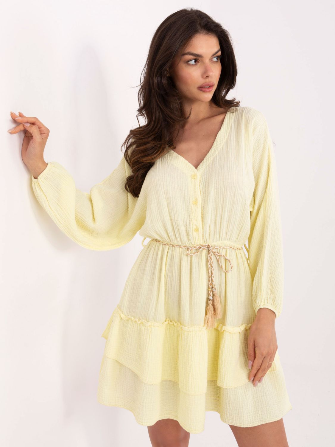 Rochie de vară evazată în galben deschis