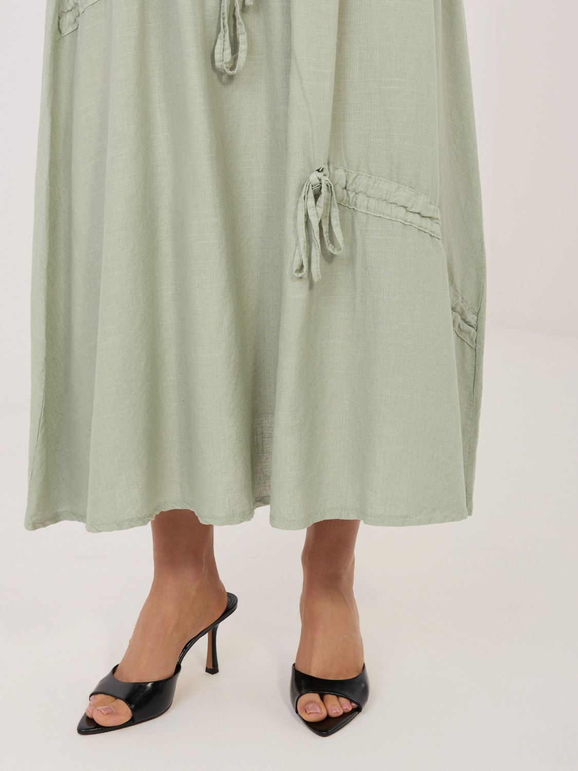 Fustă midi khaki cu cordon