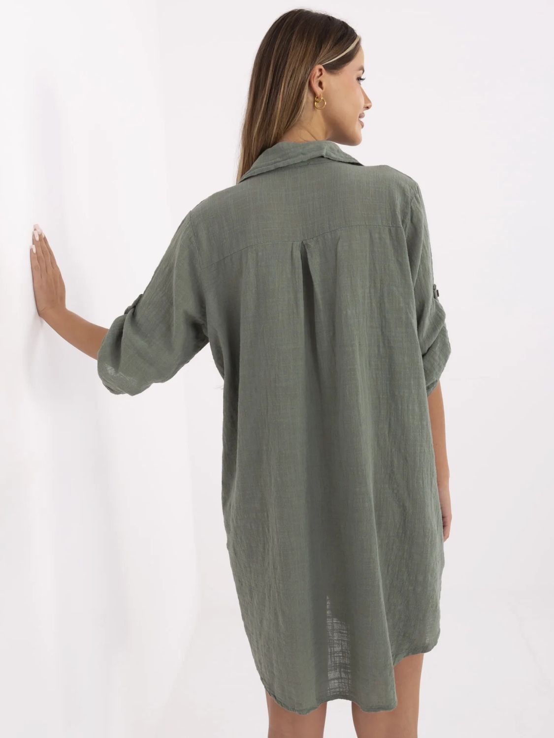 Rochie oversize cu mânecă 3/4 în culoare bej