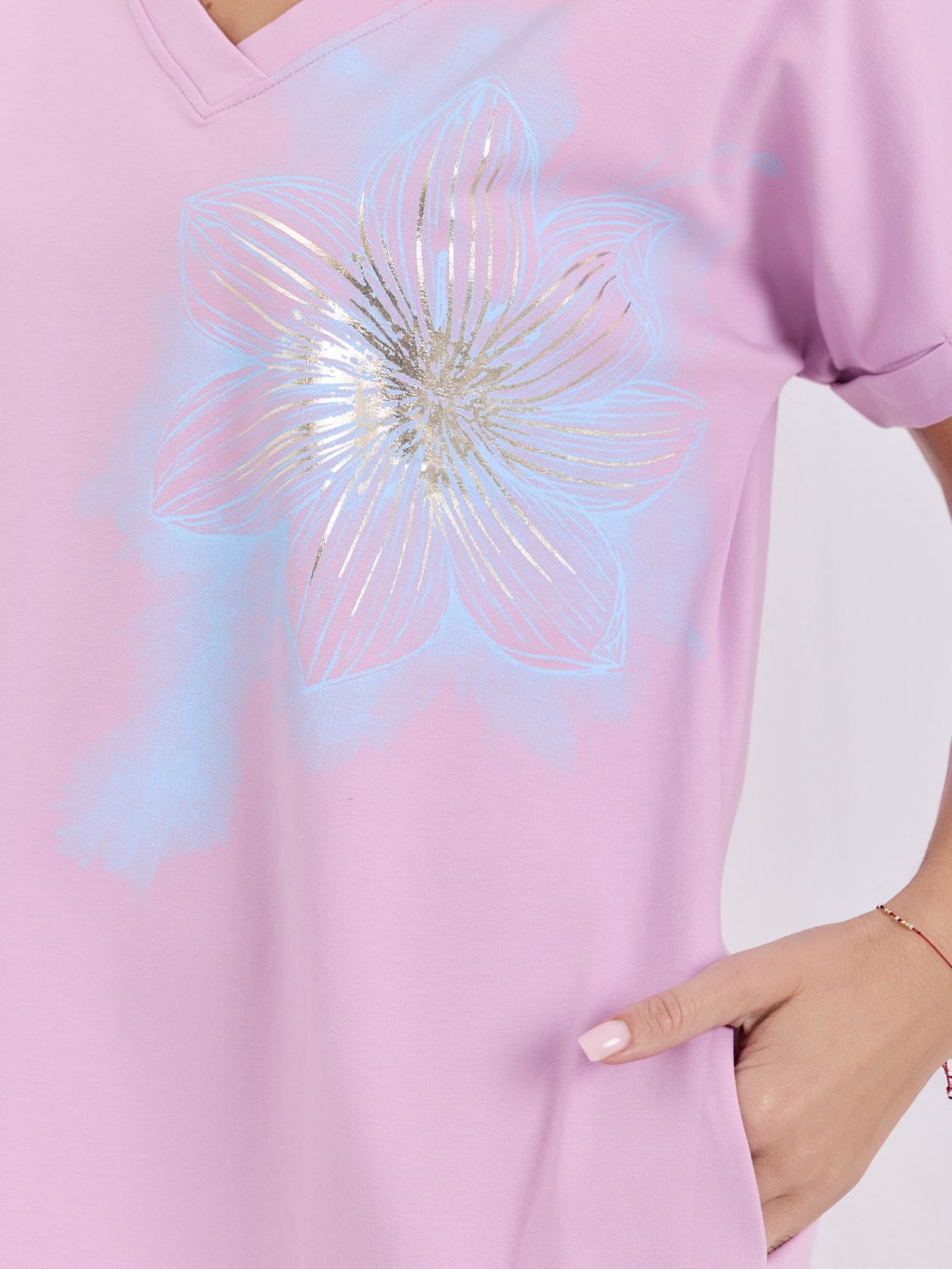 Rochie de vară lila deschis cu buzunare