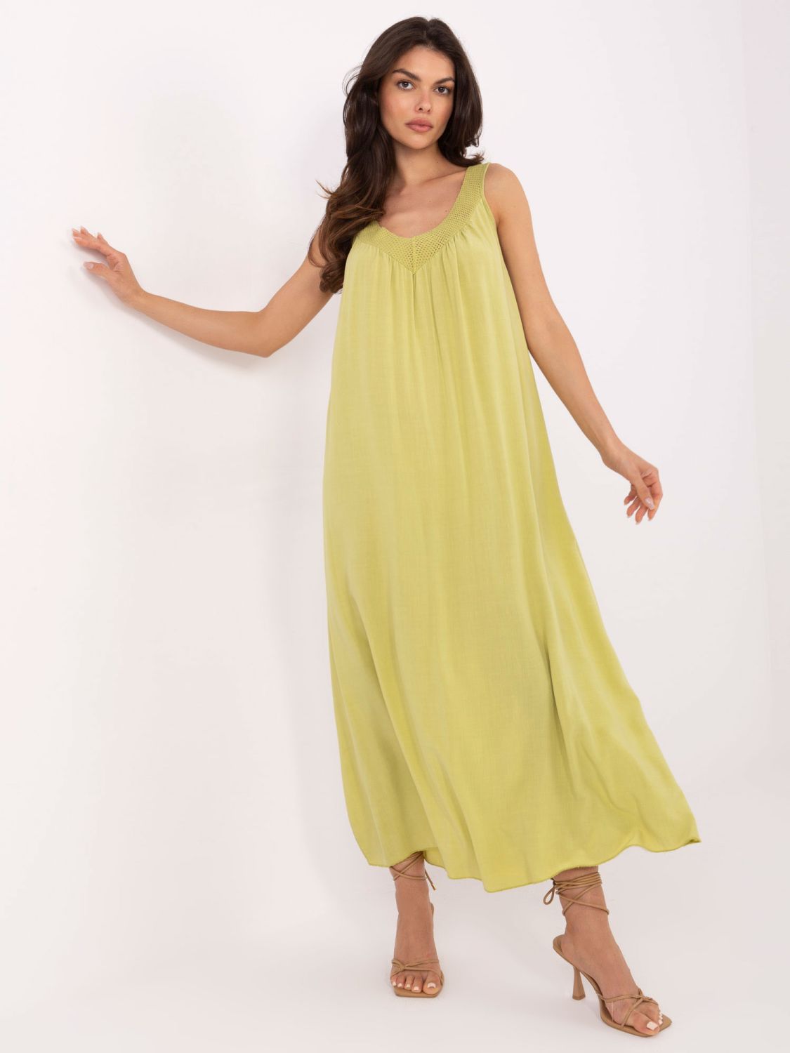 Rochie oversize verde lămâie cu decolteu în V