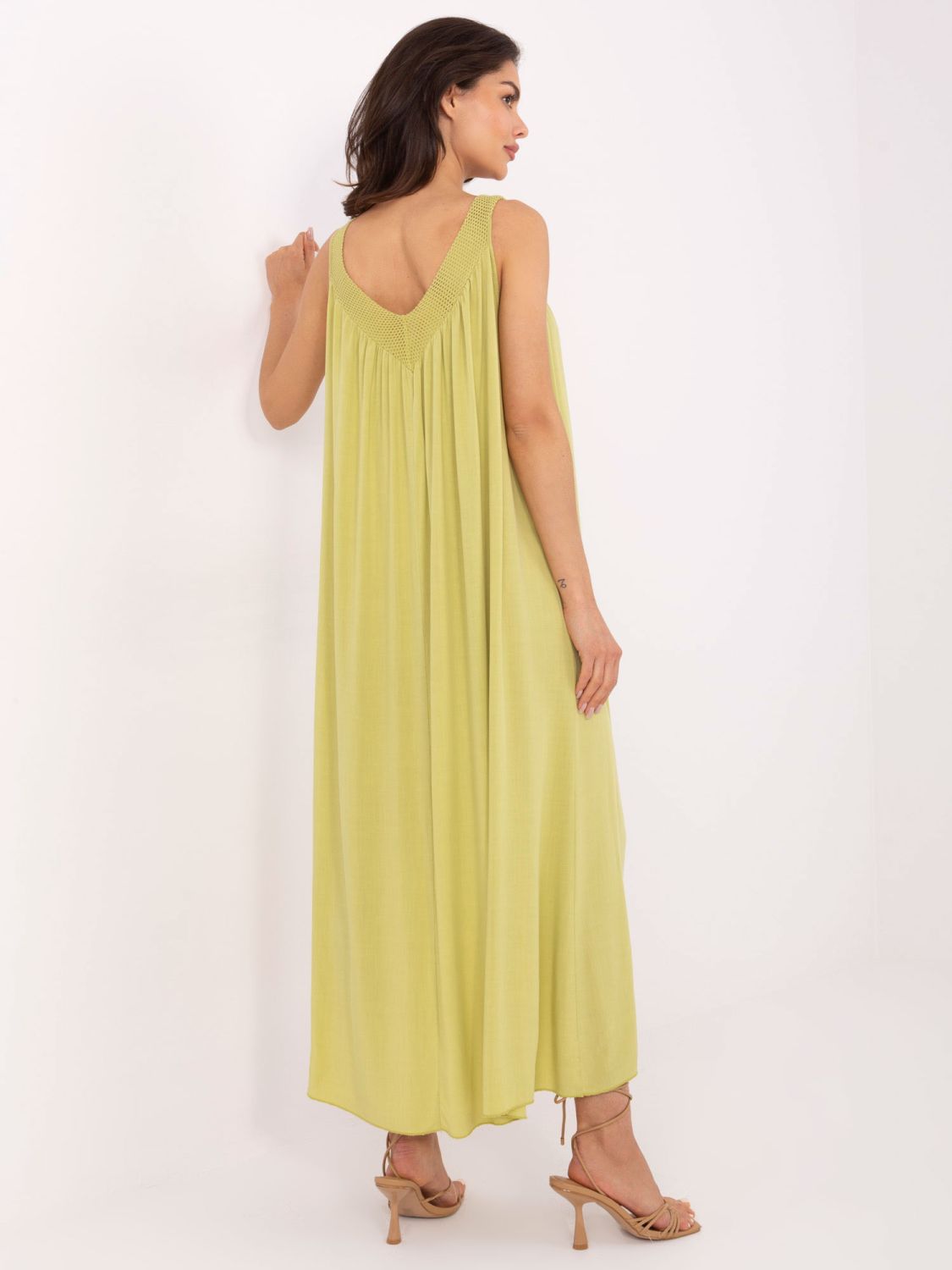 Rochie oversize verde lămâie cu decolteu în V