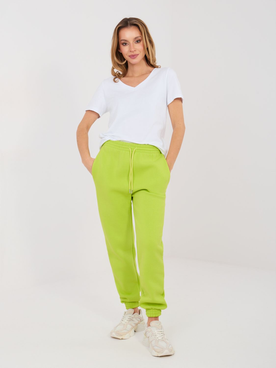 Joggere sport lime cu talie înaltă