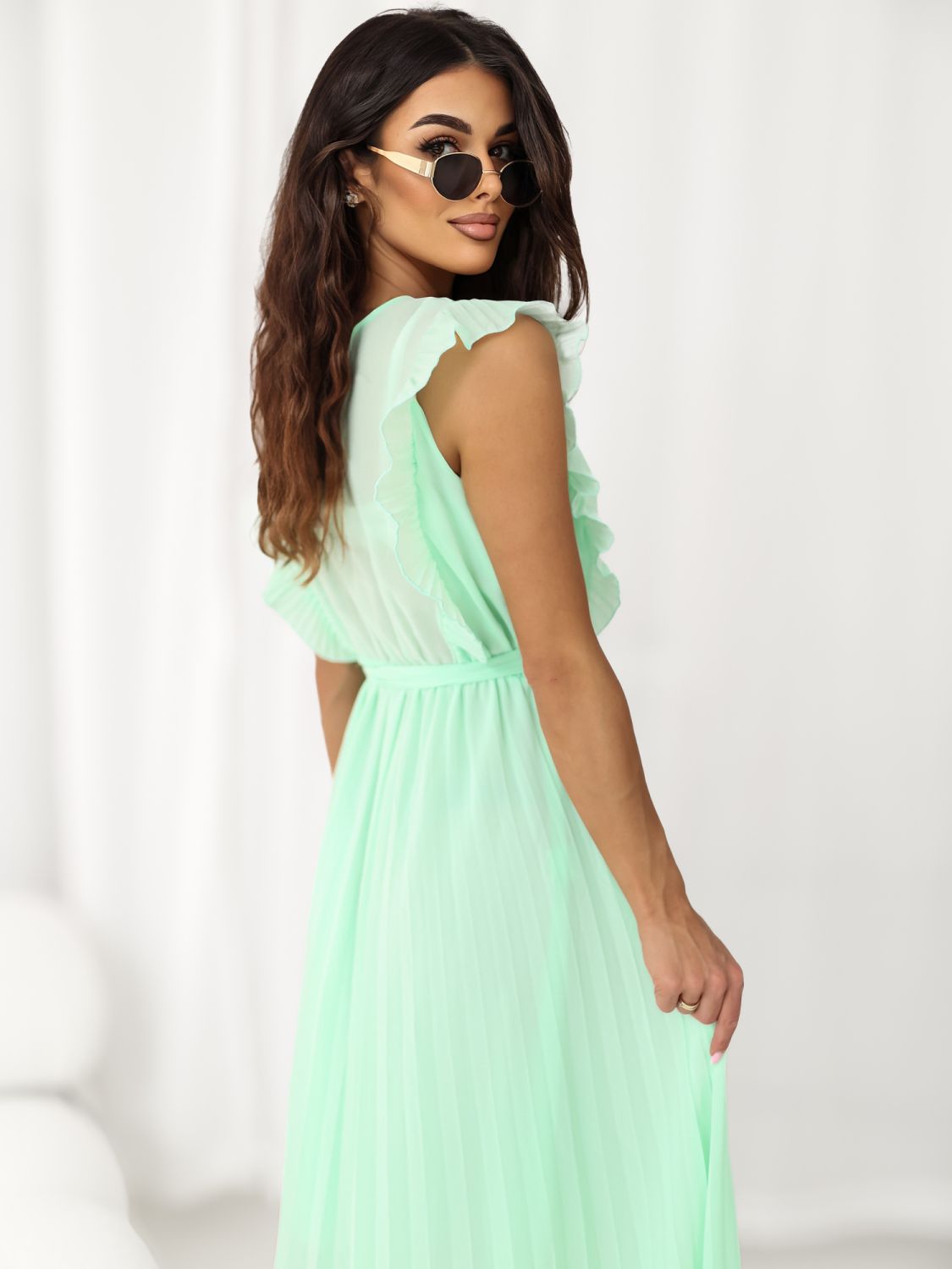 Rochie midi evazată în nuanță de mentă