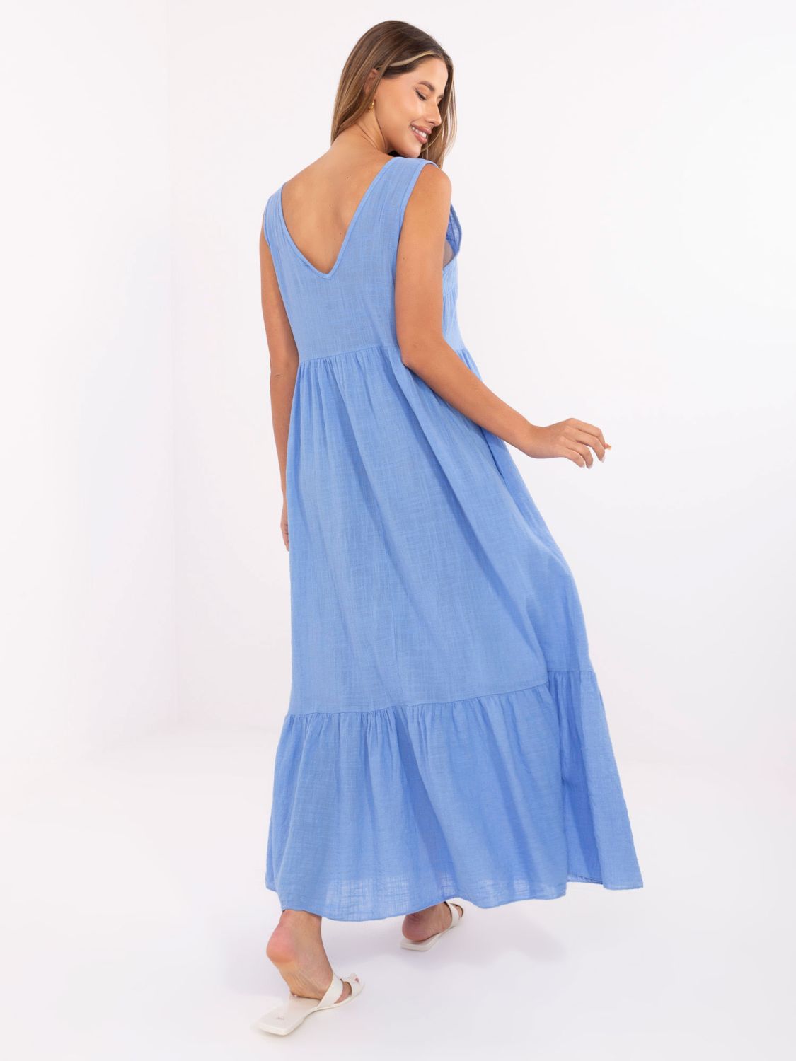 Rochie maxi evazată cu decolteu în V