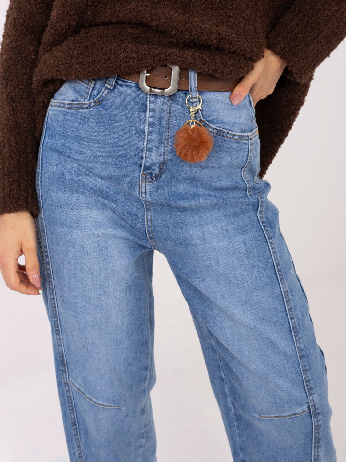 Blugi damă balloon fit cu talie înaltă, albaștri