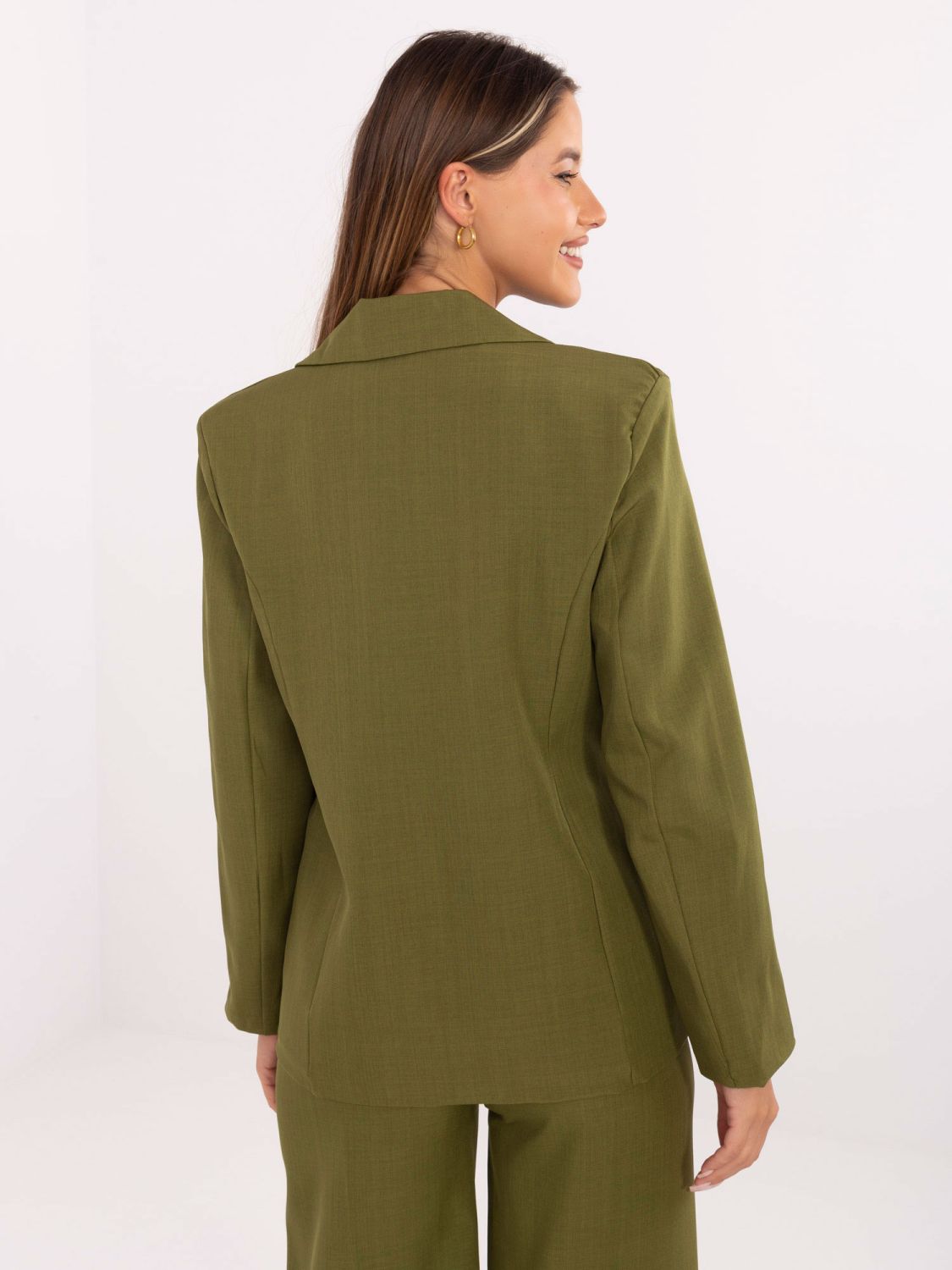 Sacou elegant verde măsliniu cu broșă