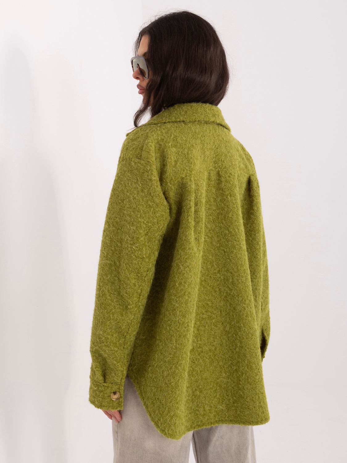 Geacă de tranziție verde măsliniu cu guler și buzunare