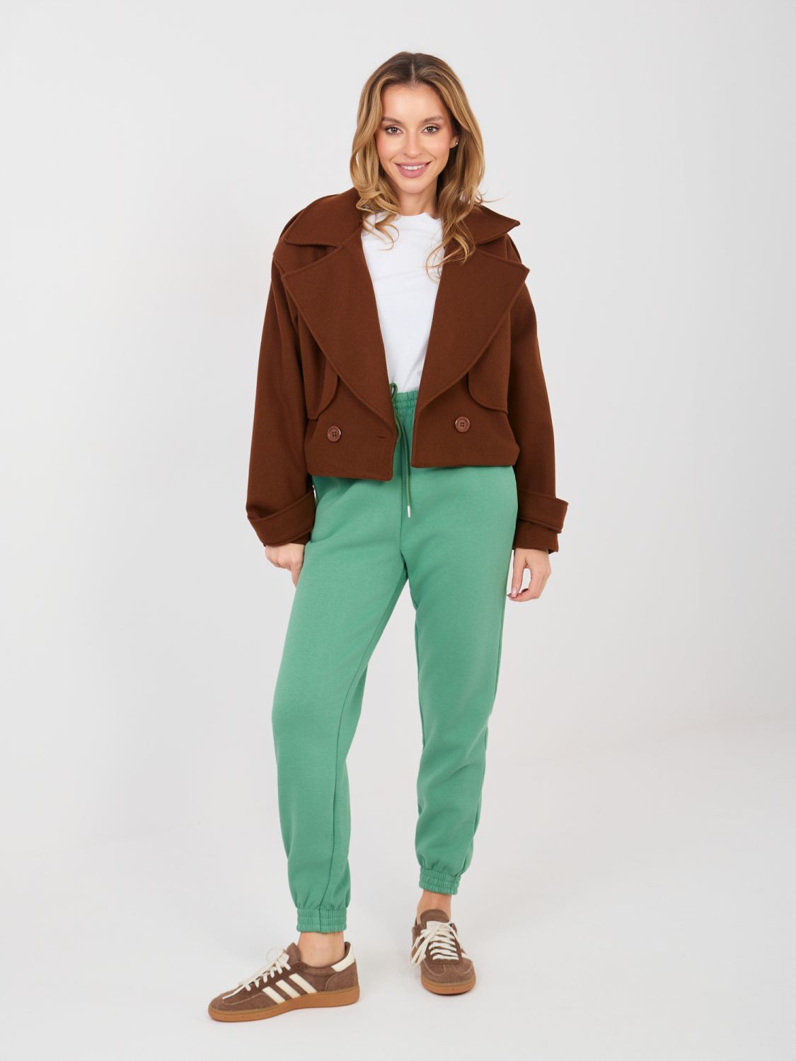 Pantaloni de trening pistachio cu talie înaltă