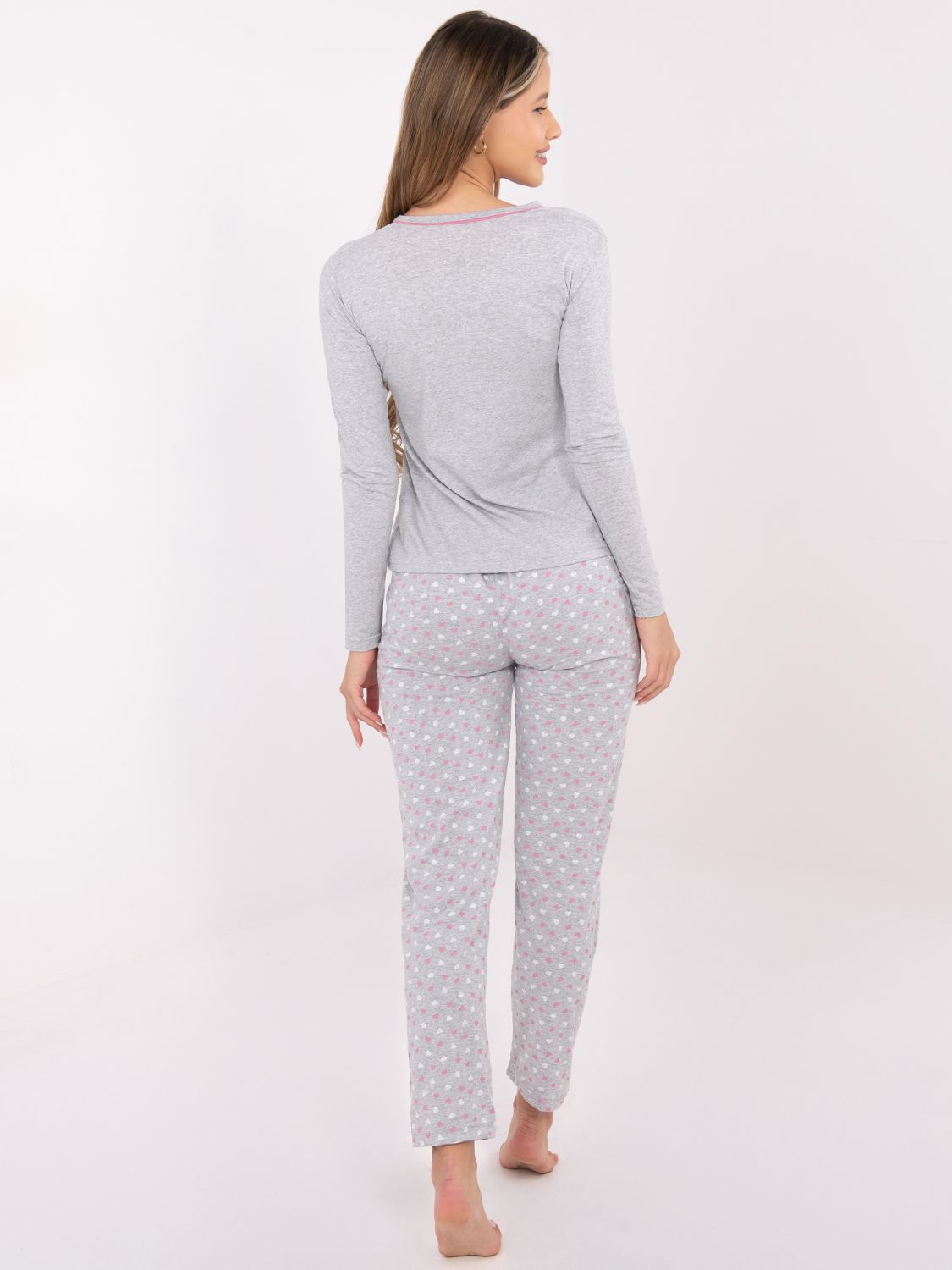 Pijamă din bumbac cu imprimeu, gri