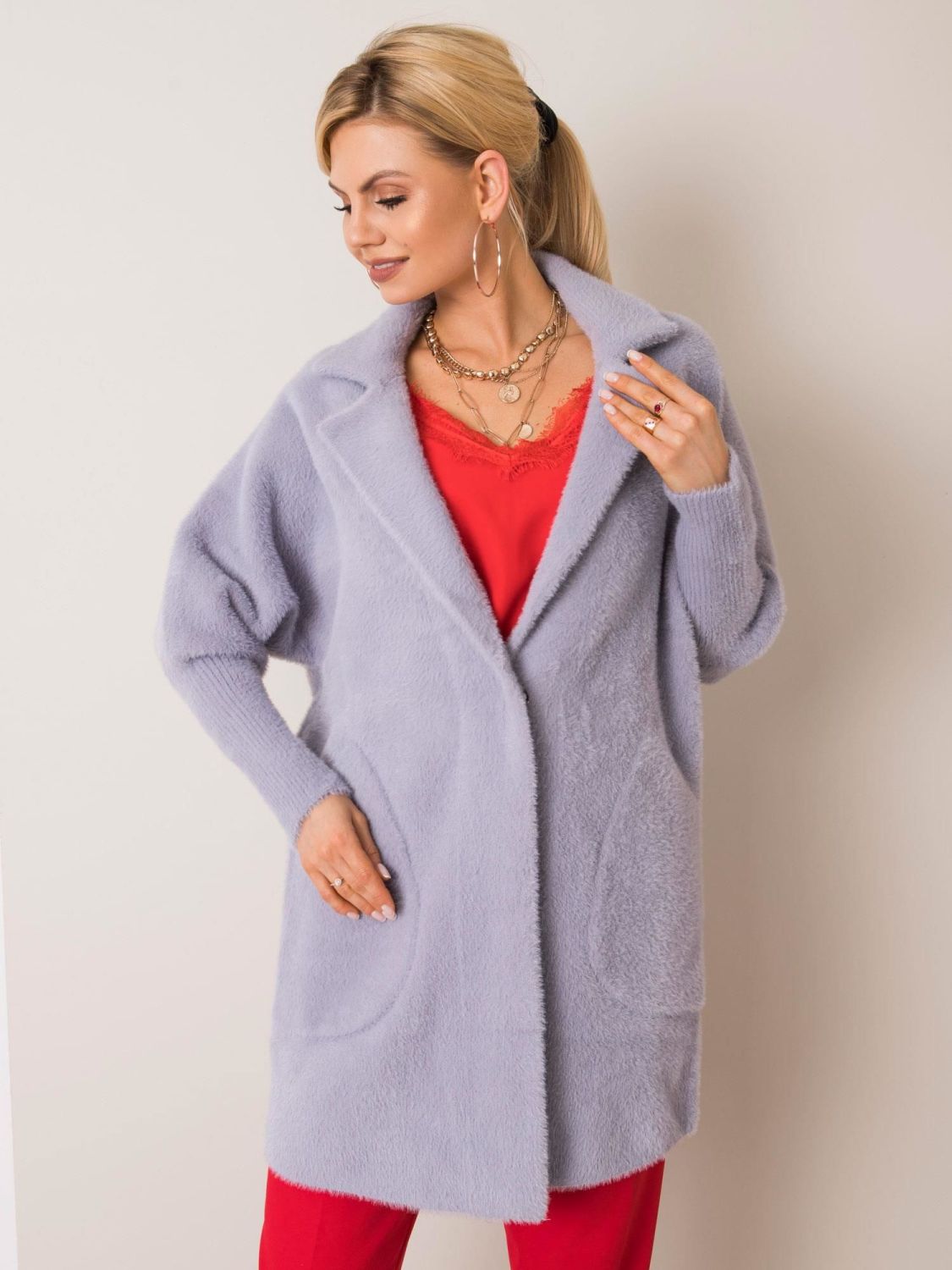 Palton gri din alpaca Fluffy