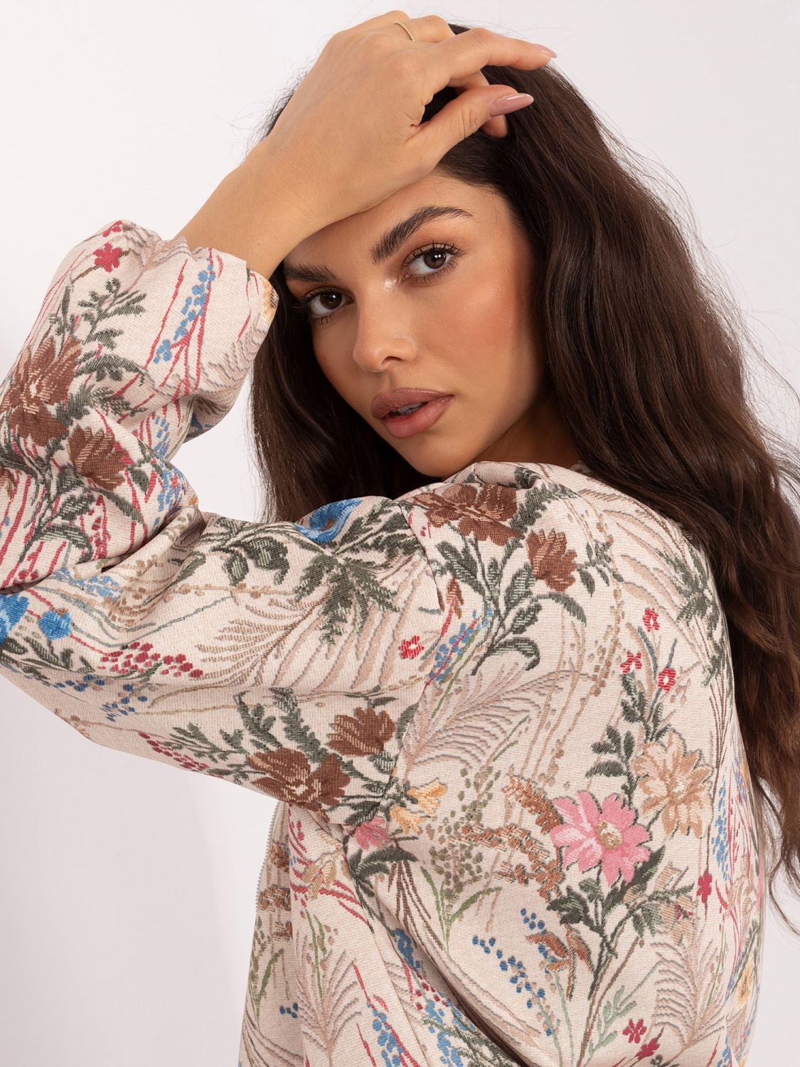 Geacă bomber verde cu imprimeu floral și căptușeală