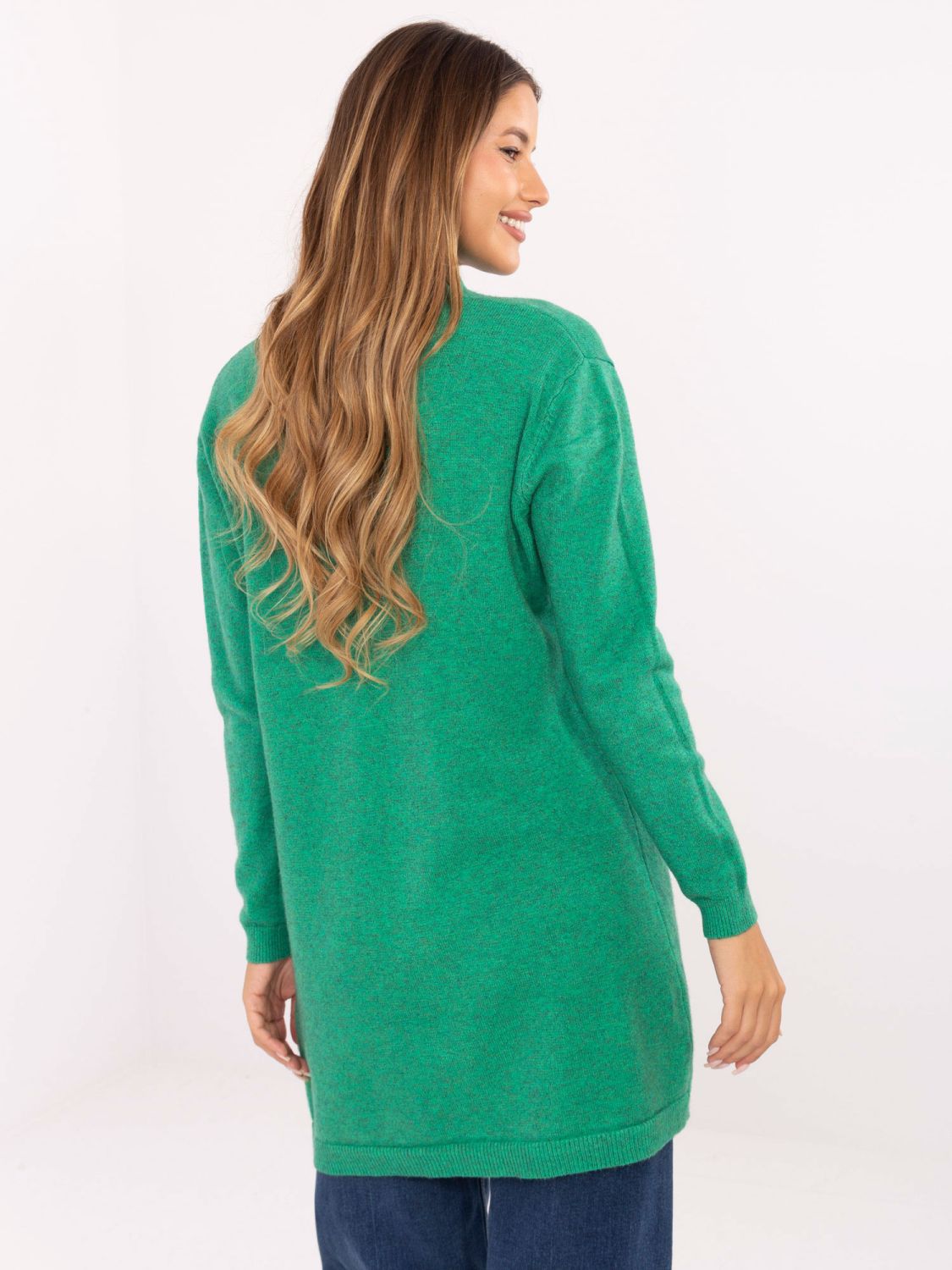 Cardigan verde cu buzunare