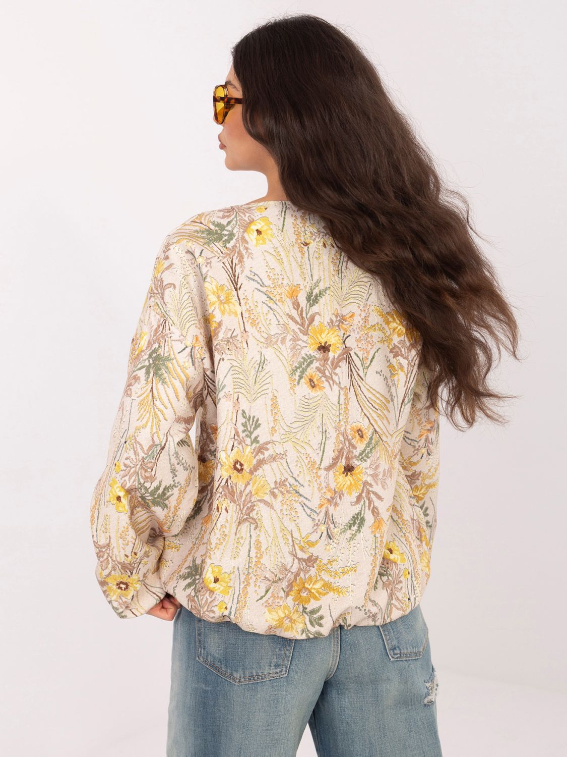 Geacă bomber galbenă cu imprimeu floral și căptușeală