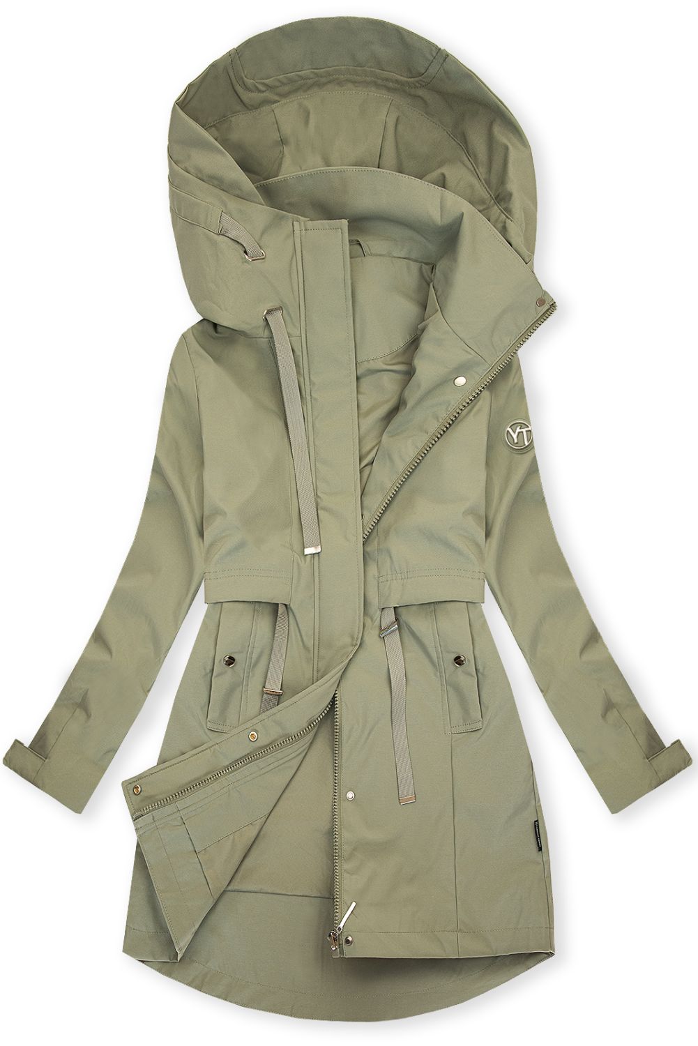 Parka de primăvară cu glugă mare khaki