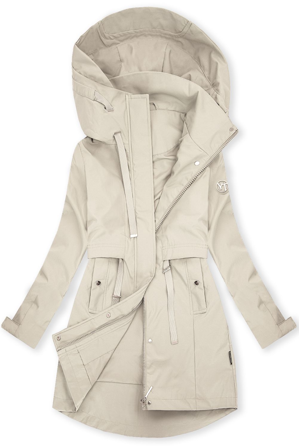 Parka ecru de primăvară cu glugă mare