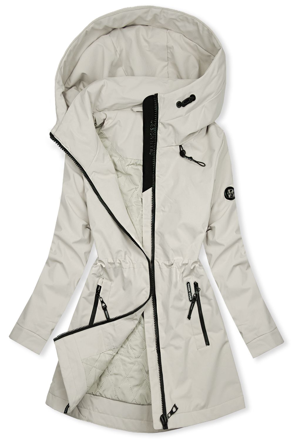Parka de tranziție pentru damă cu glugă – Ecru