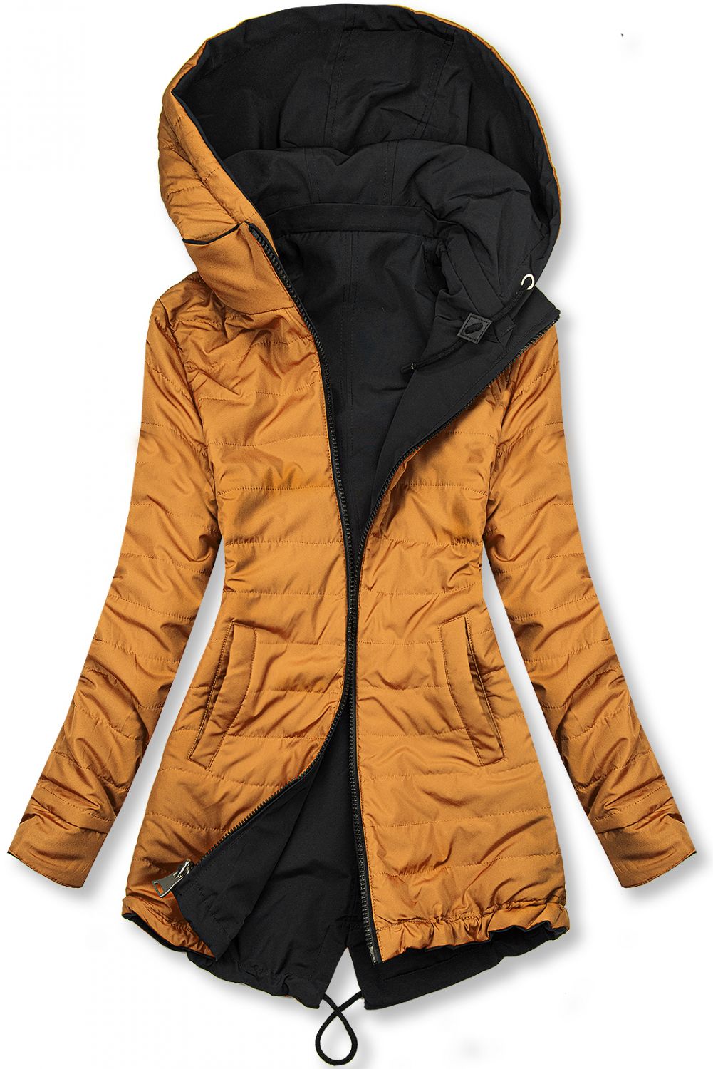 Parka ușoară de tranziție reversibilă negru/caramel