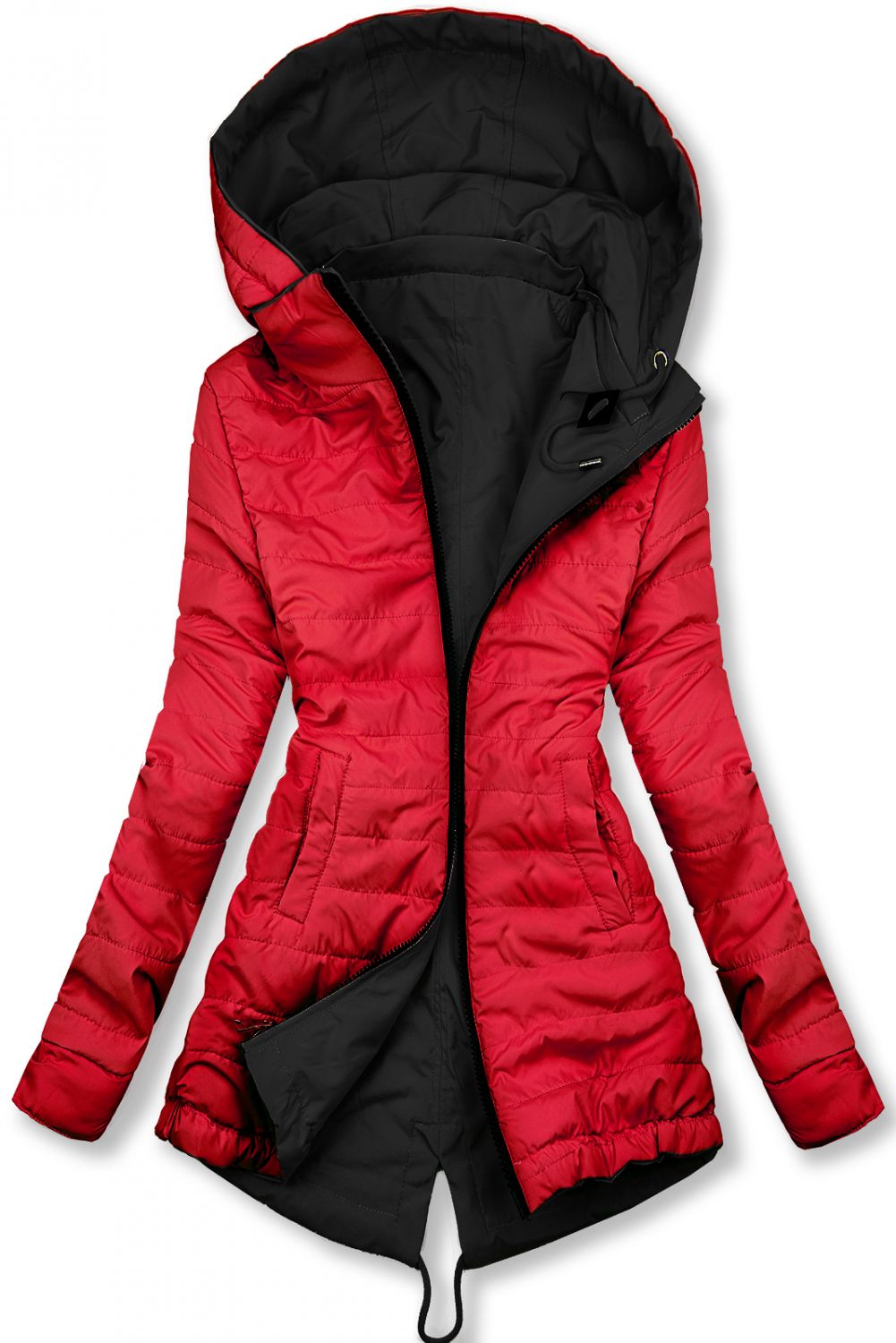 Parka ușoară de tranziție reversibilă negru/roșu