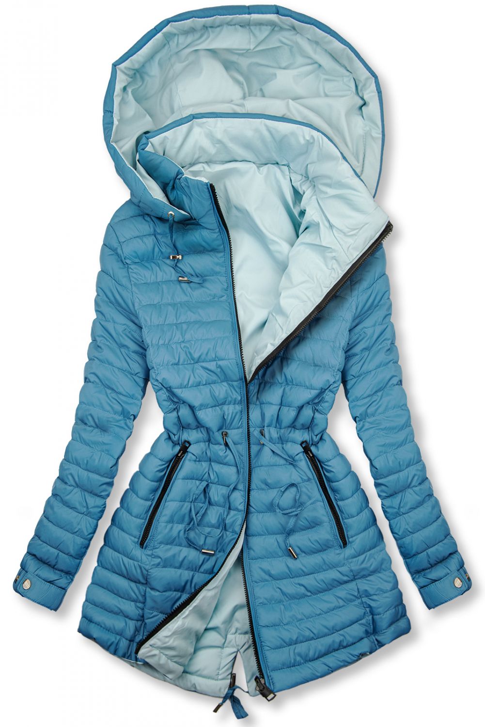 Parka matlasată reversibilă albastru/baby blue